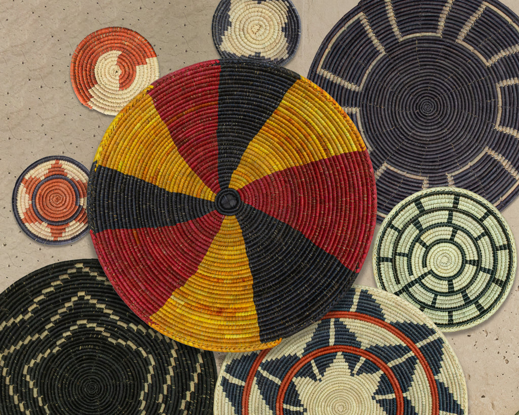 Set of 8 Handwoven wall baskets SET-335-8 N