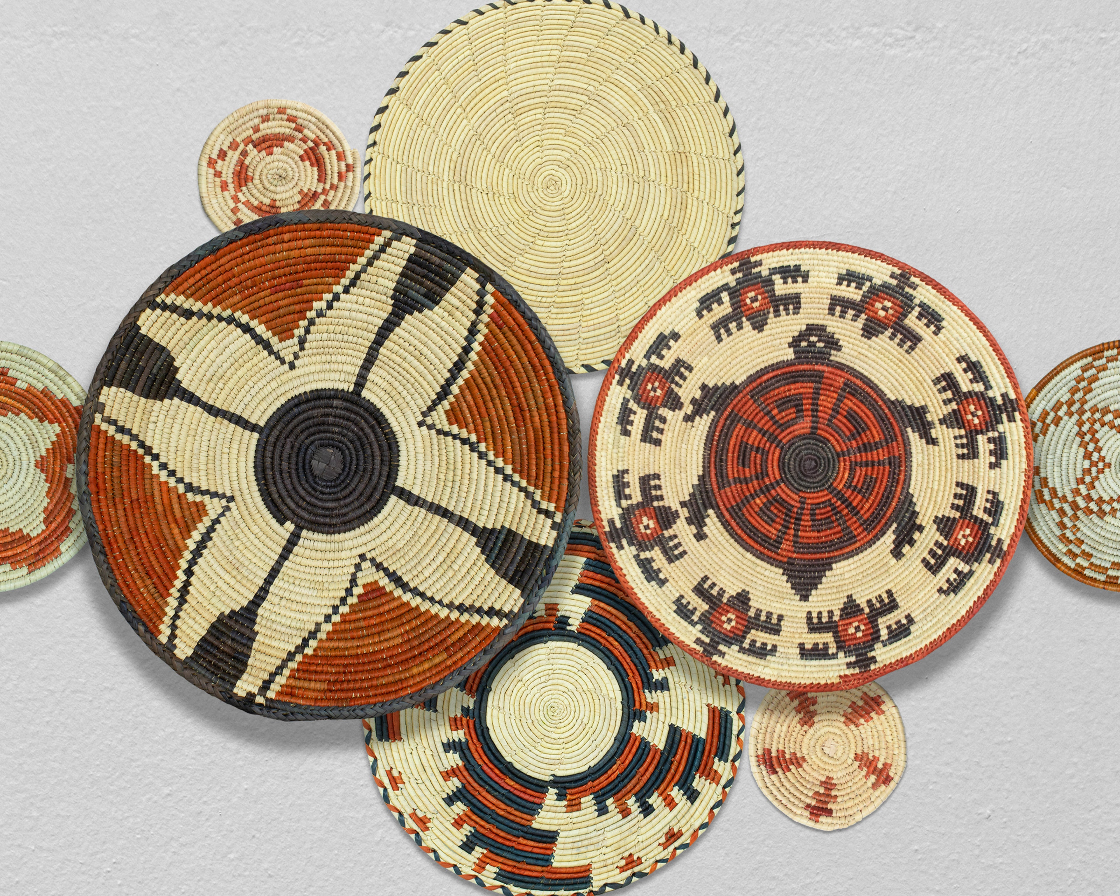 Set of 8 Handwoven wall baskets SET-358-8 N