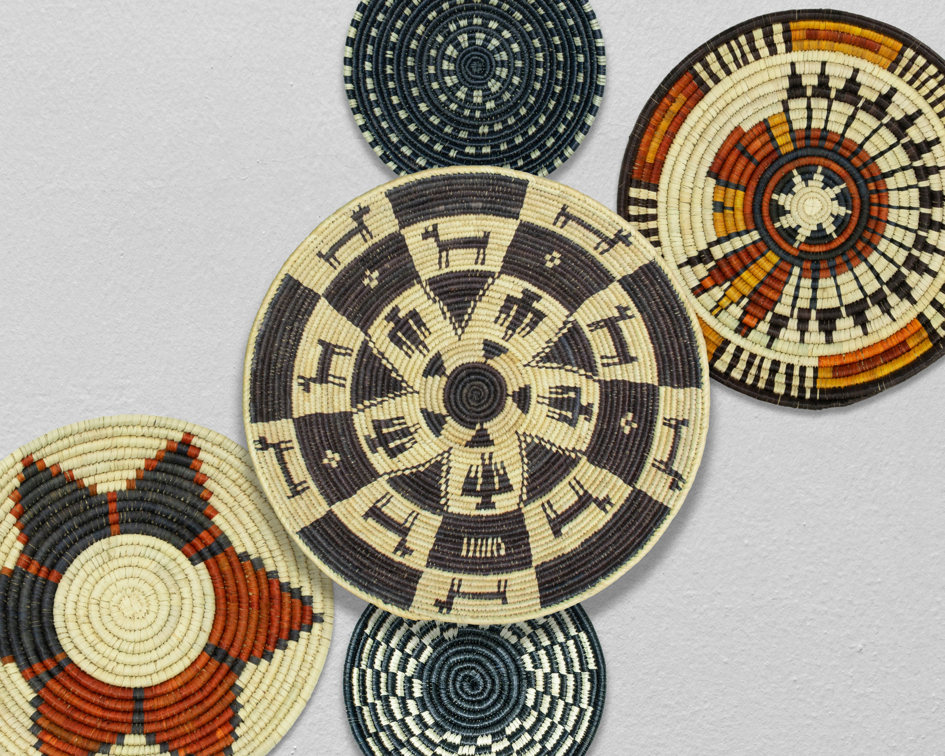 Set of 6 Handwoven wall baskets SET-393-6 N