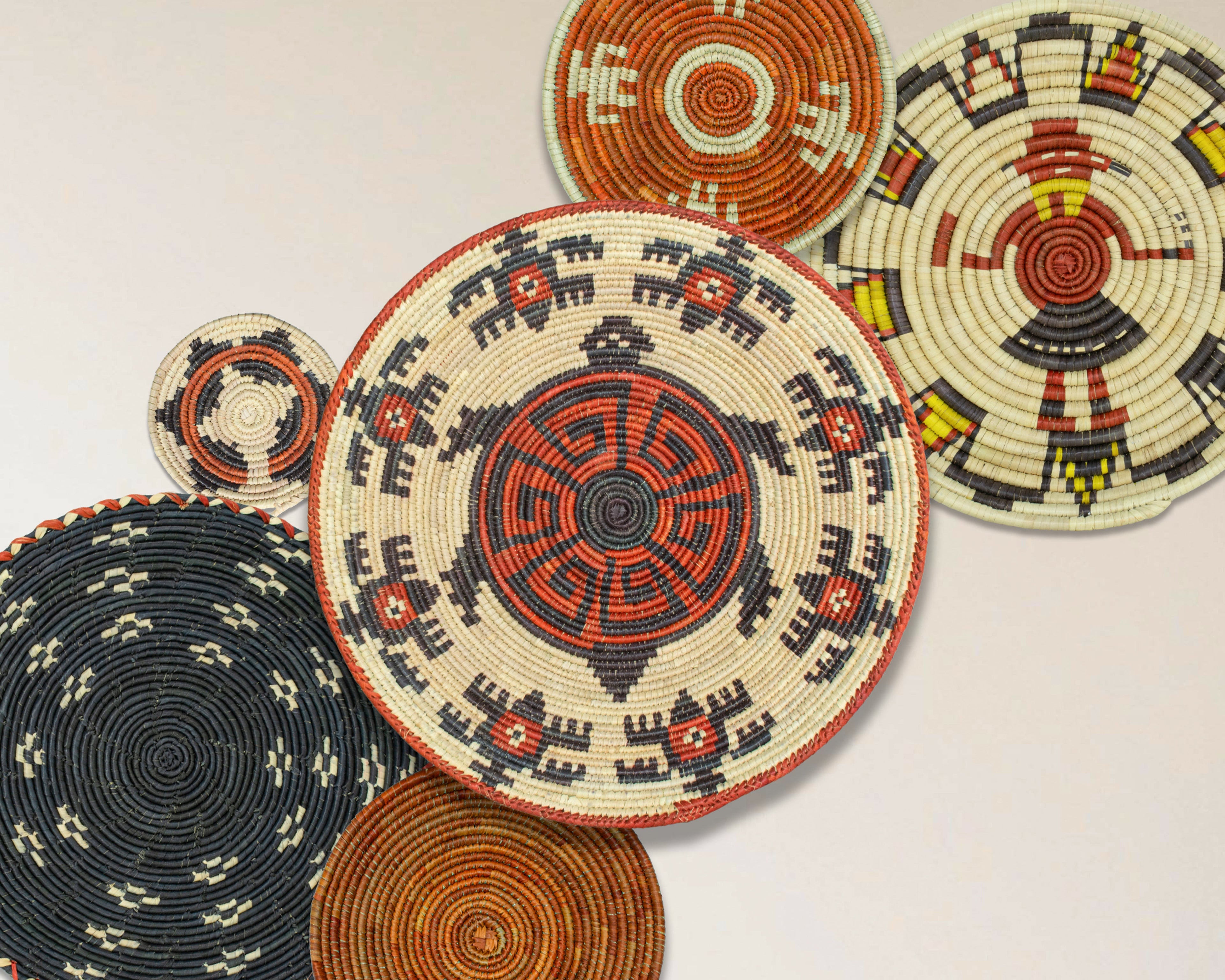 Set of 6 Handwoven wall baskets SET-289-6 N