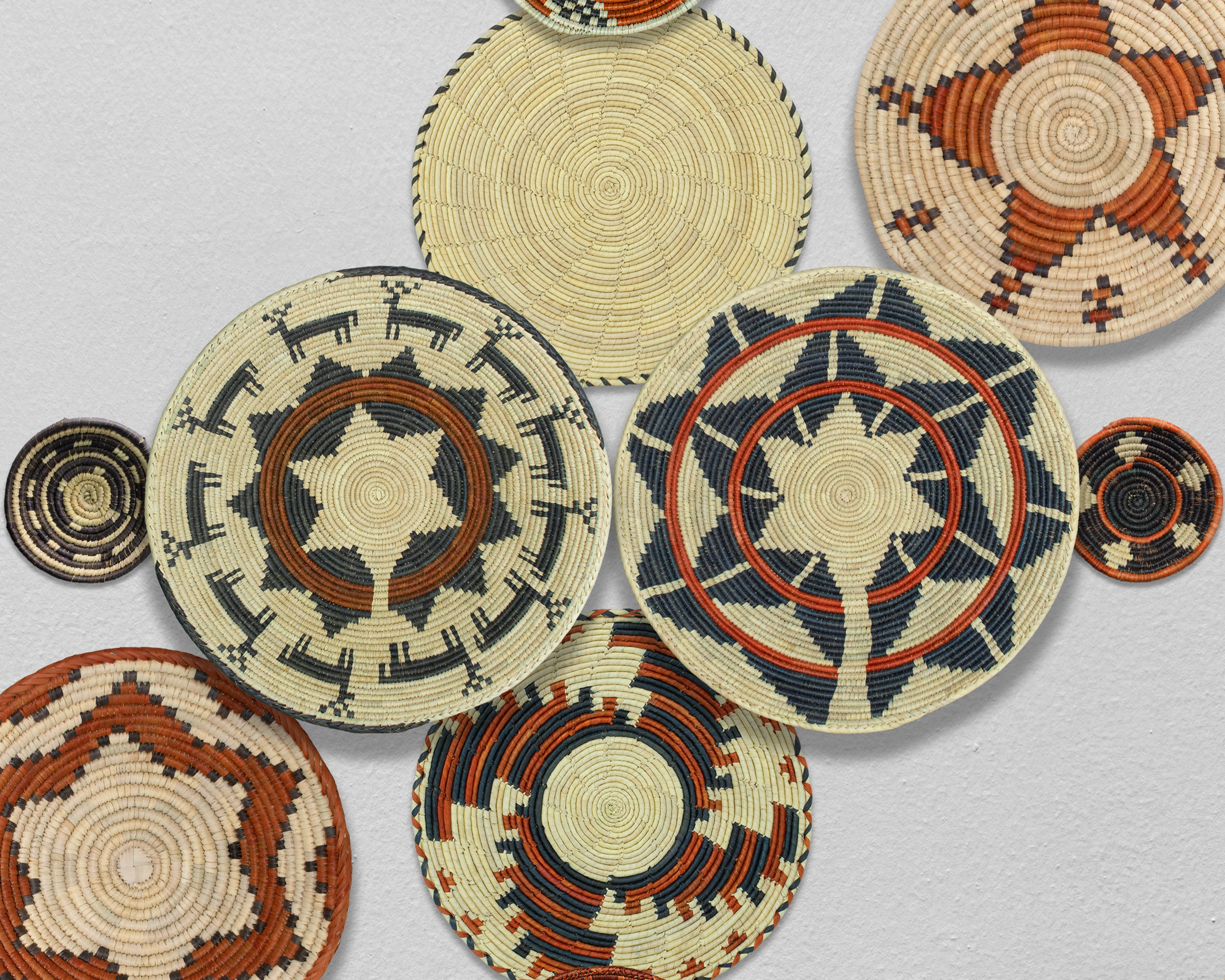 Set of 10 Handwoven wall baskets SET-404-10 N