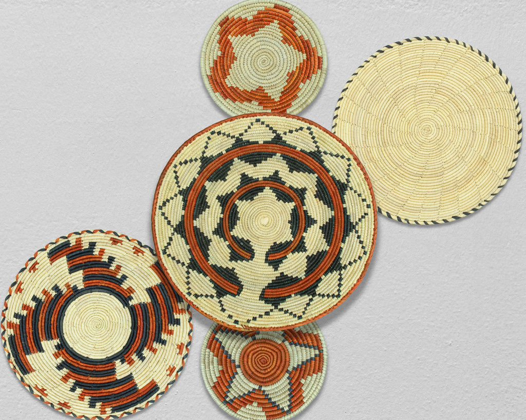 Set of 6 Handwoven wall baskets SET-396-6 N