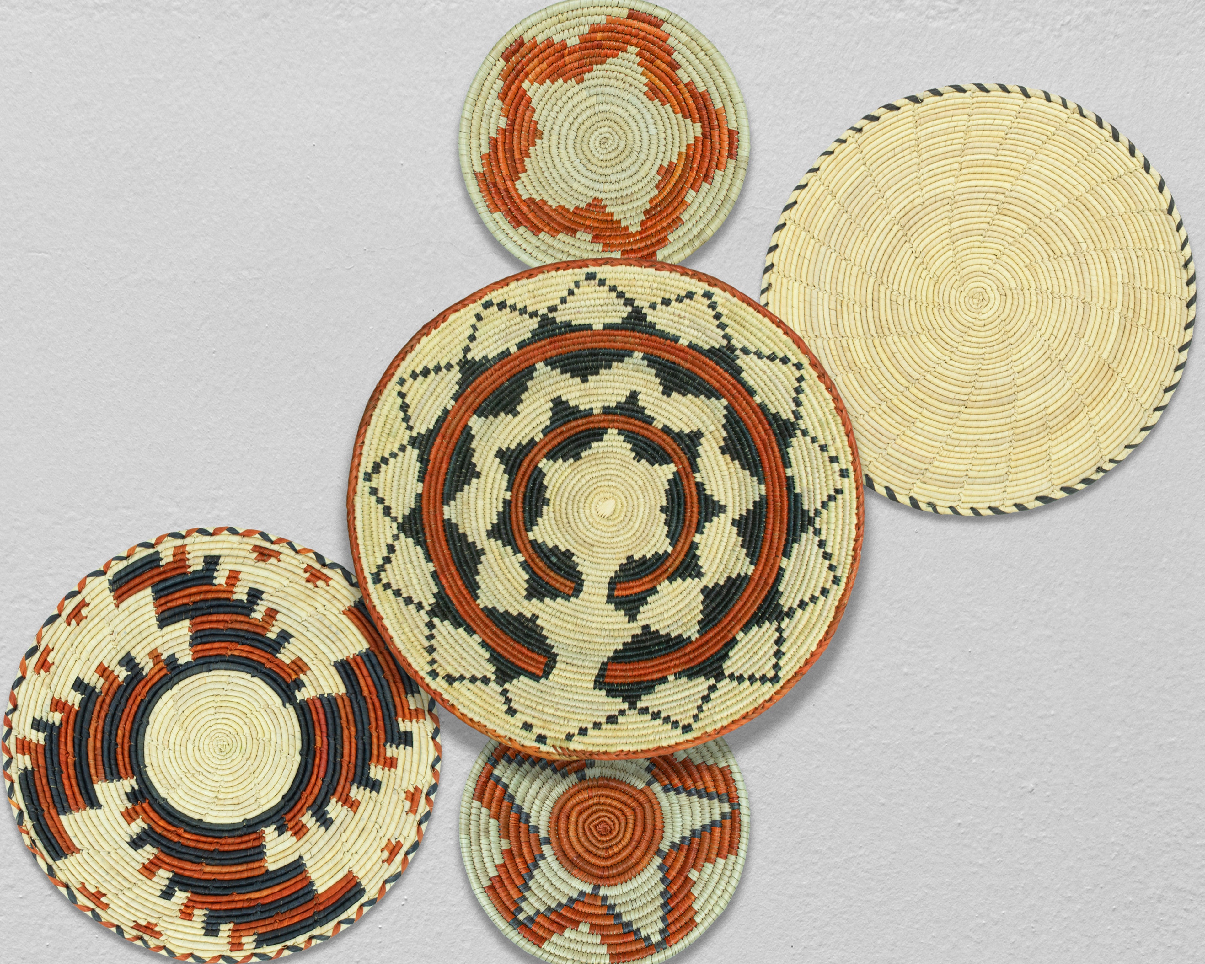 Set of 6 Handwoven wall baskets SET-396-6 N