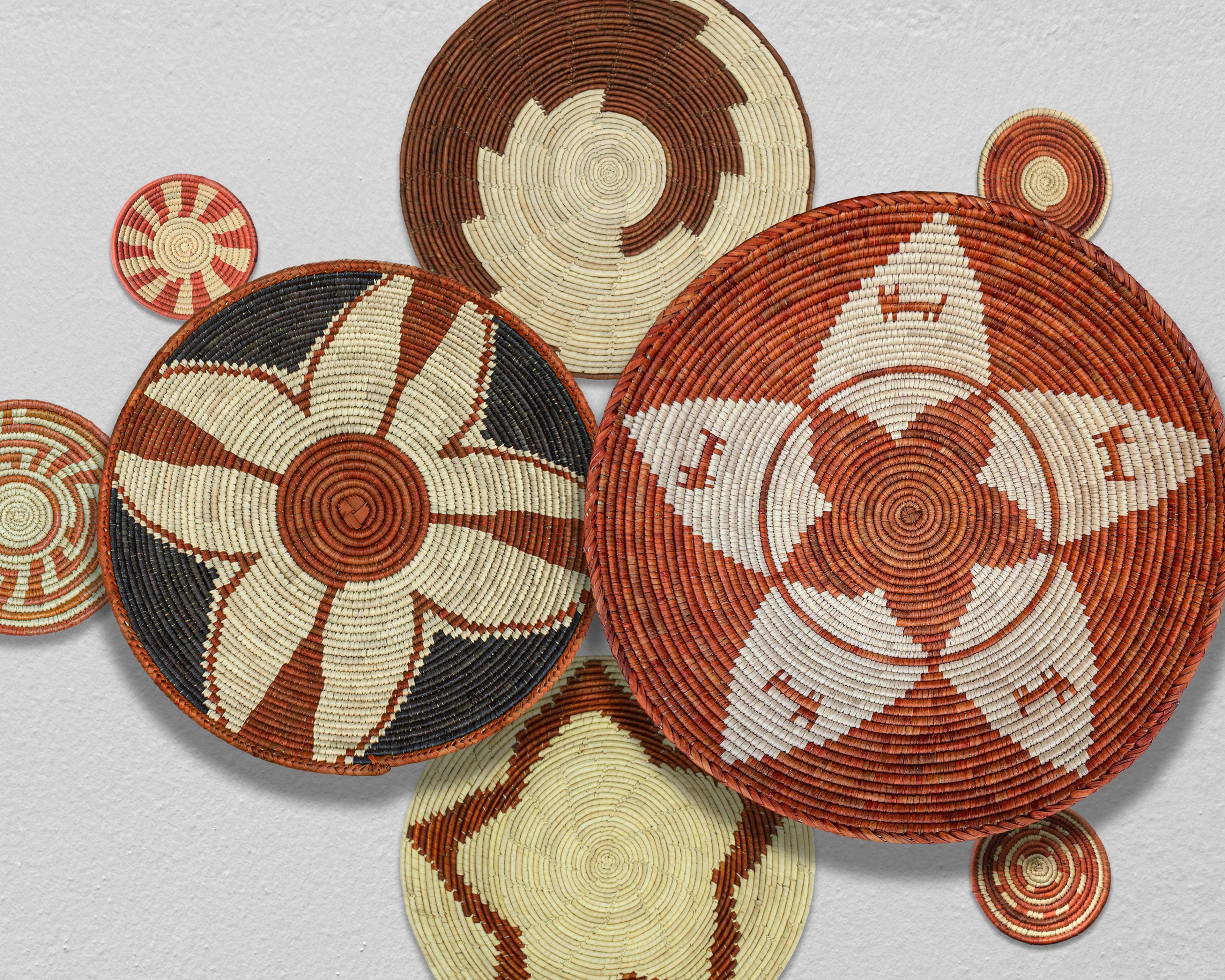 Set of 8 Handwoven wall baskets SET-332-8 N