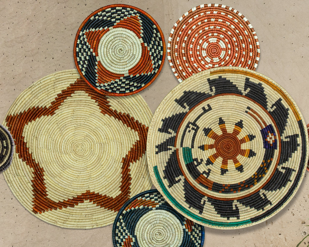 Set of 7 Handwoven wall baskets Set 324-7-N