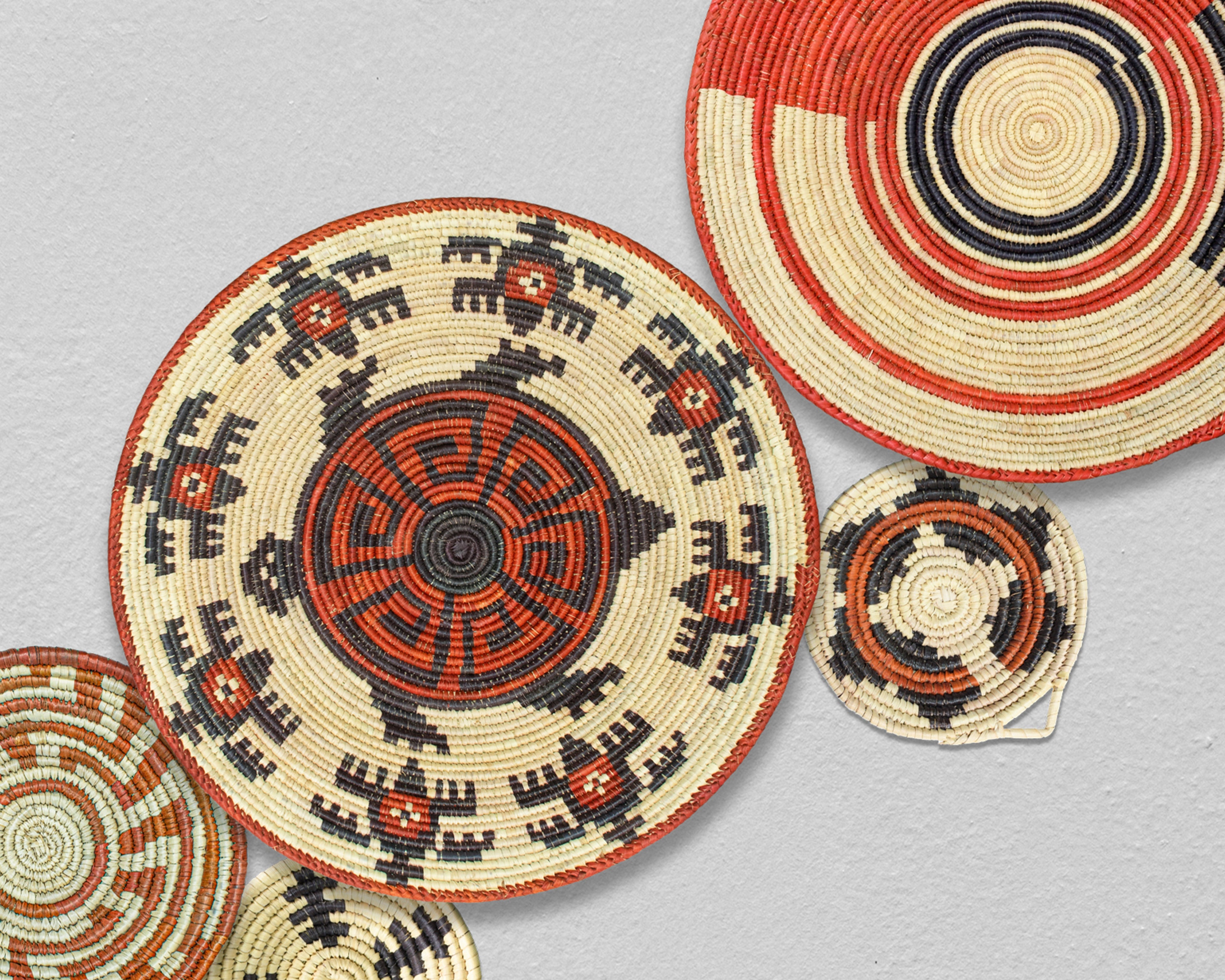 Set of 7 Handwoven wall baskets Set 303-7-N