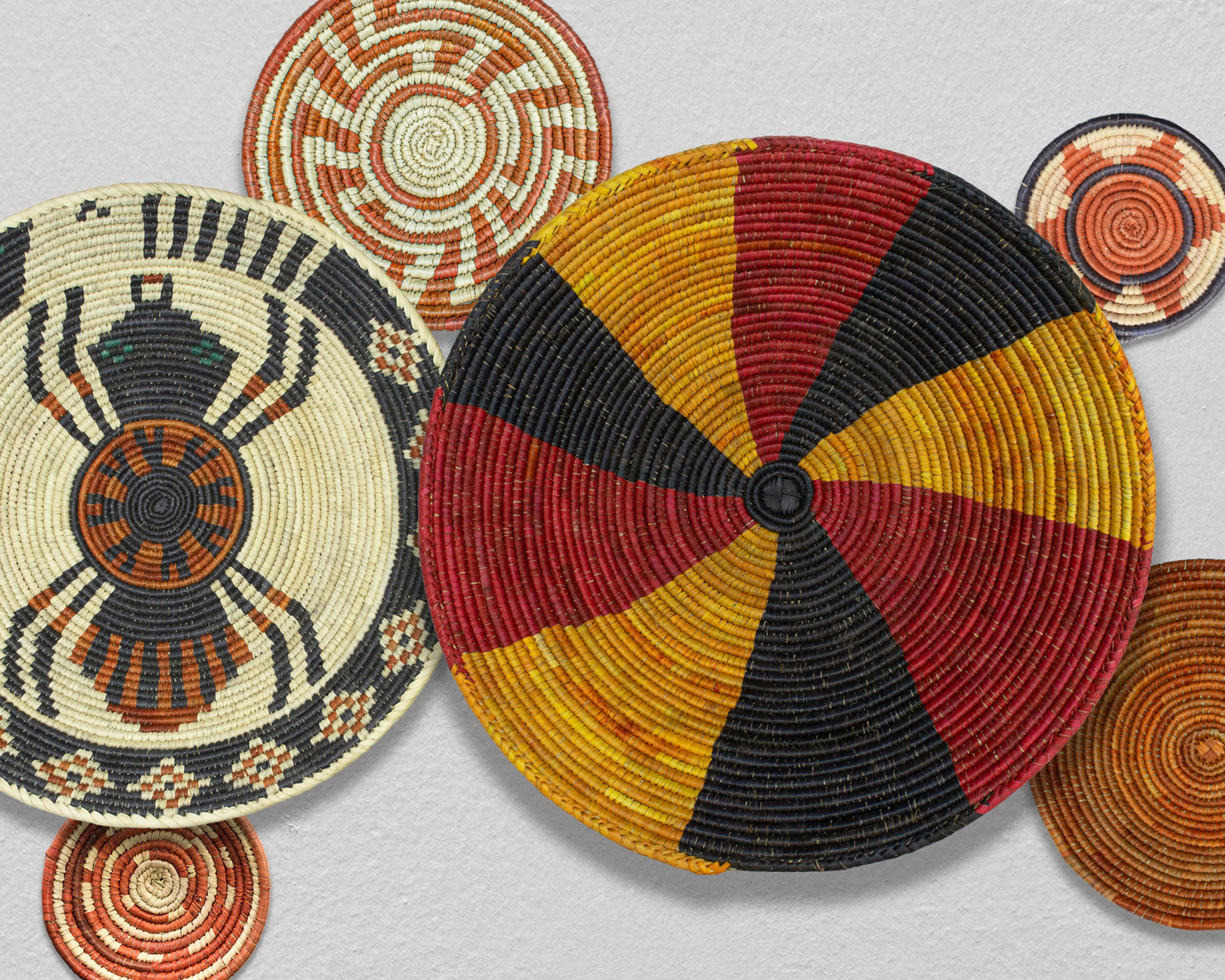 Set of 6 Handwoven wall baskets SET-375-6 N