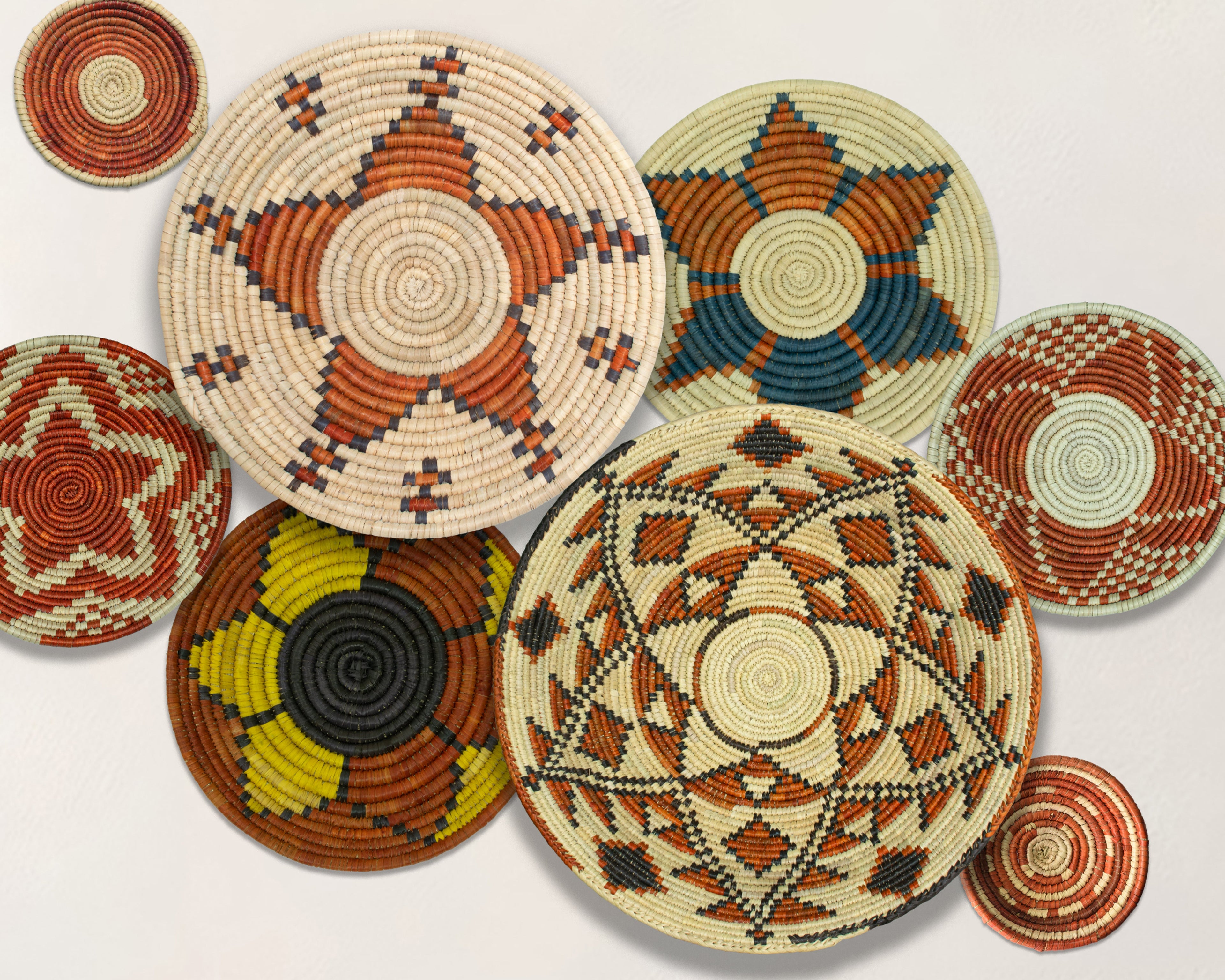 Set of 8 Handwoven wall baskets SET-339-8 N