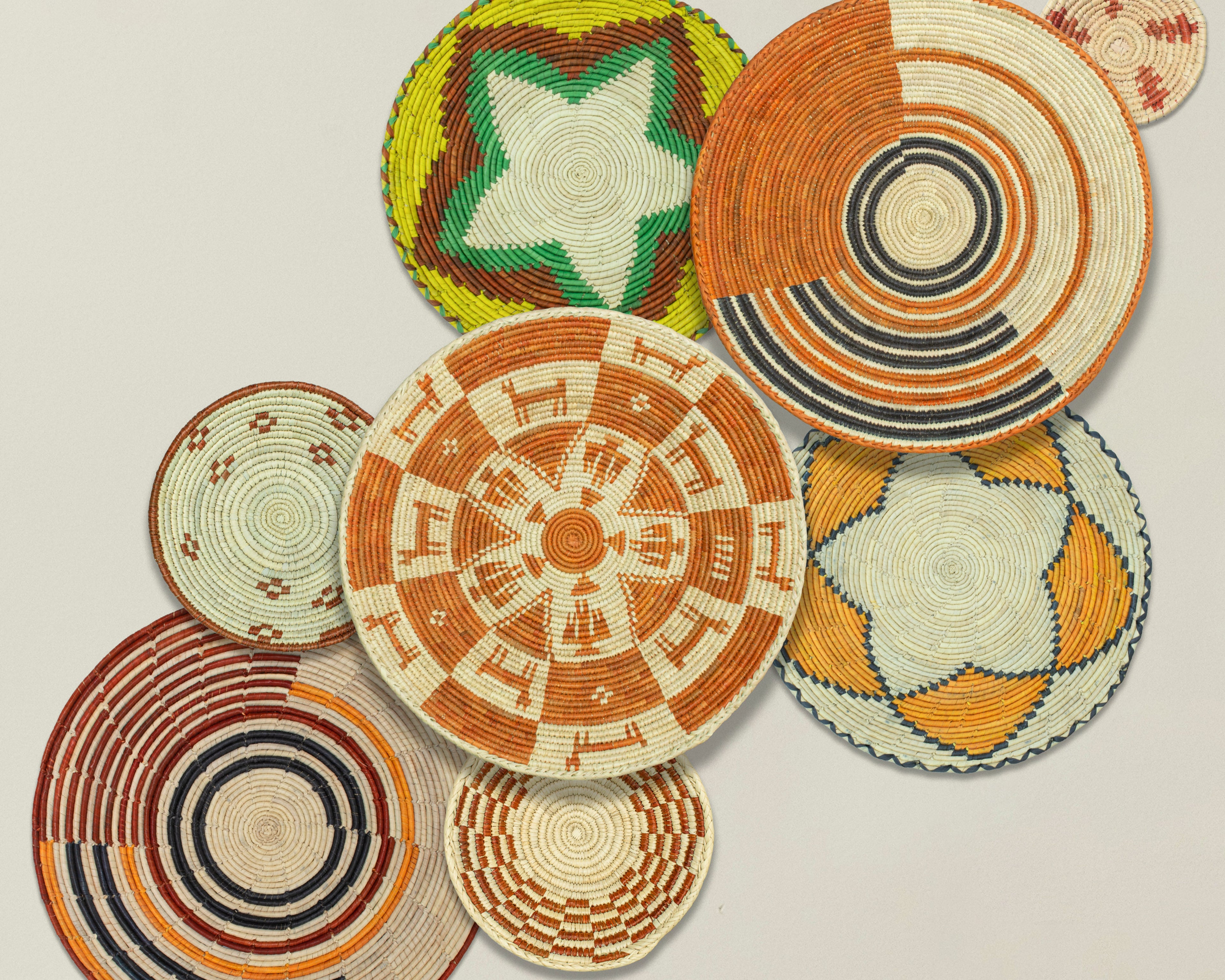 Set of 8 Handwoven wall baskets SET-347-8 N