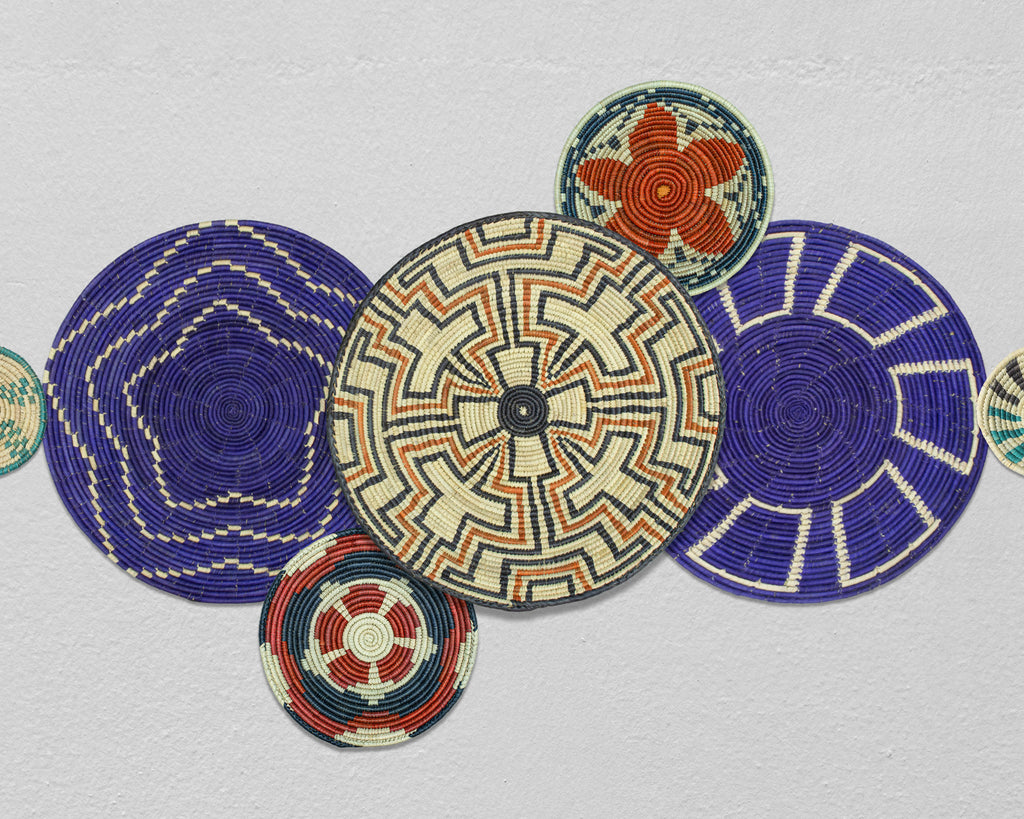 Set of 7 Handwoven wall baskets Set 310-7-N