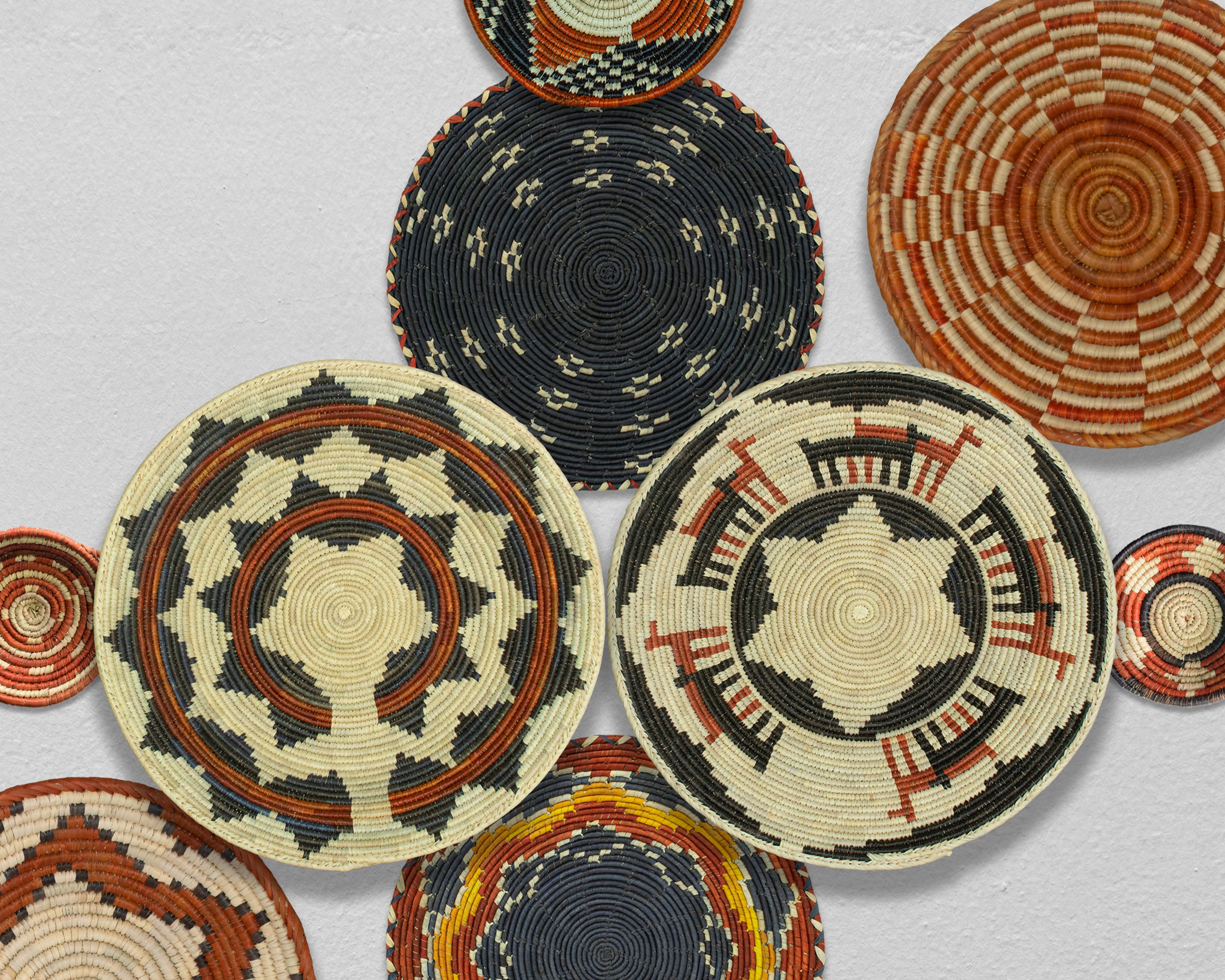 Set of 10 Handwoven wall baskets SET-405-10 N