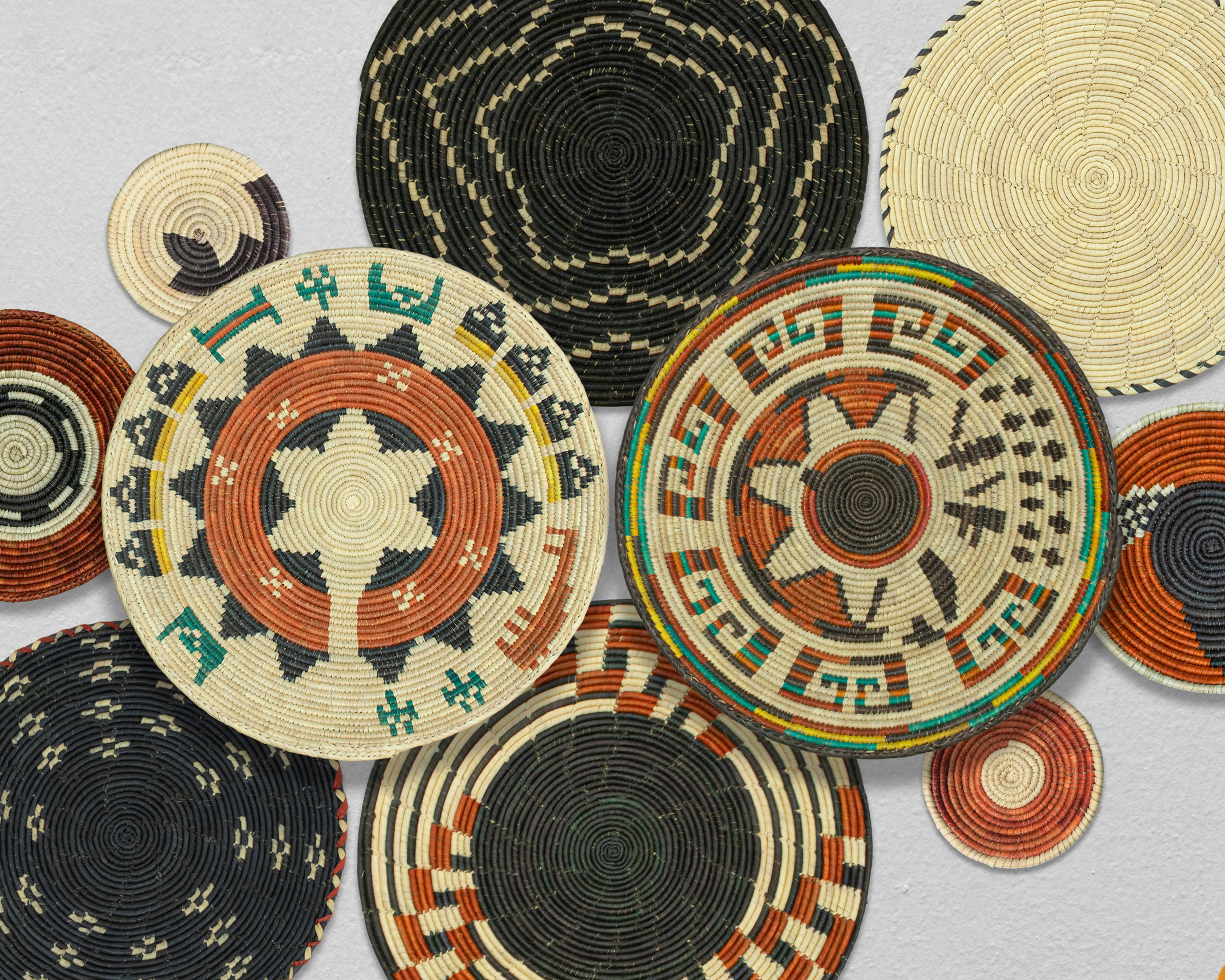 Set of 10 Handwoven wall baskets SET-411-10 N