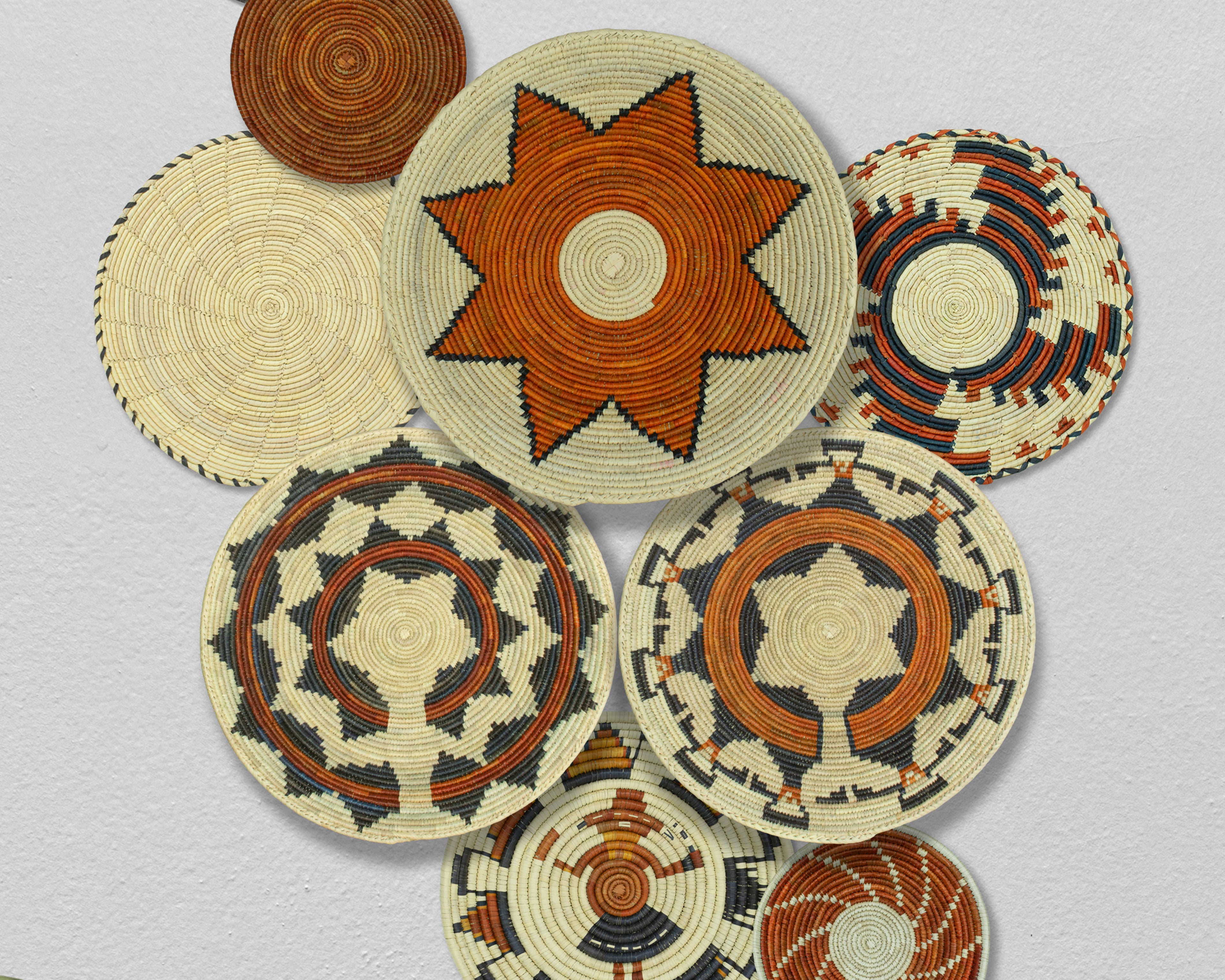 Set of 10 Handwoven wall baskets SET-400-10 N