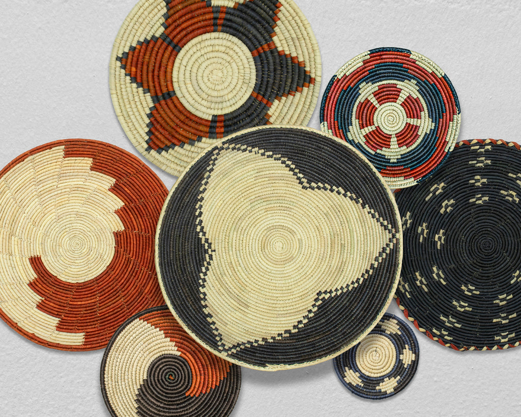 Set of 7 Handwoven wall baskets Set 319-7-N