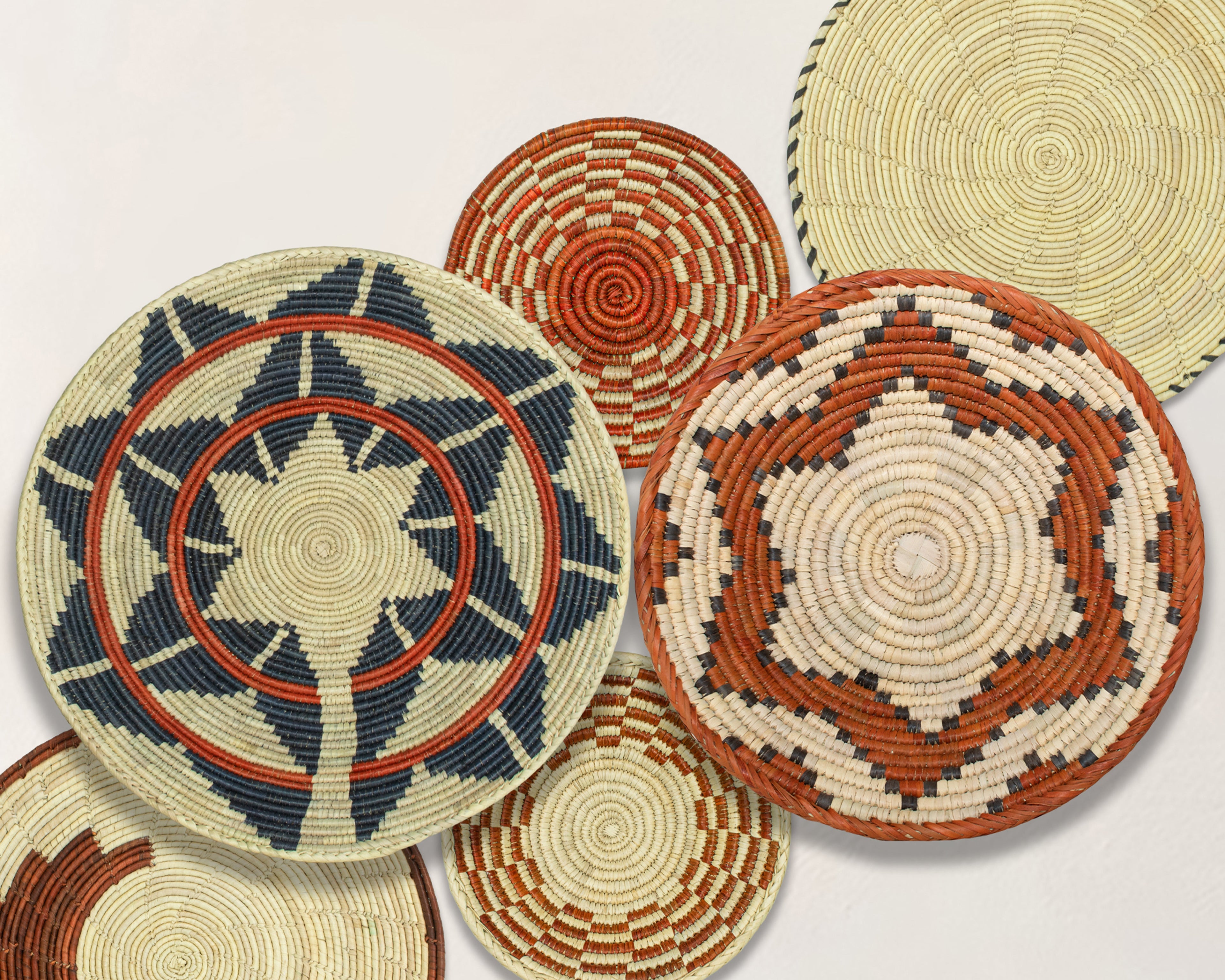 Set of 6 Handwoven wall baskets SET-276-6 N