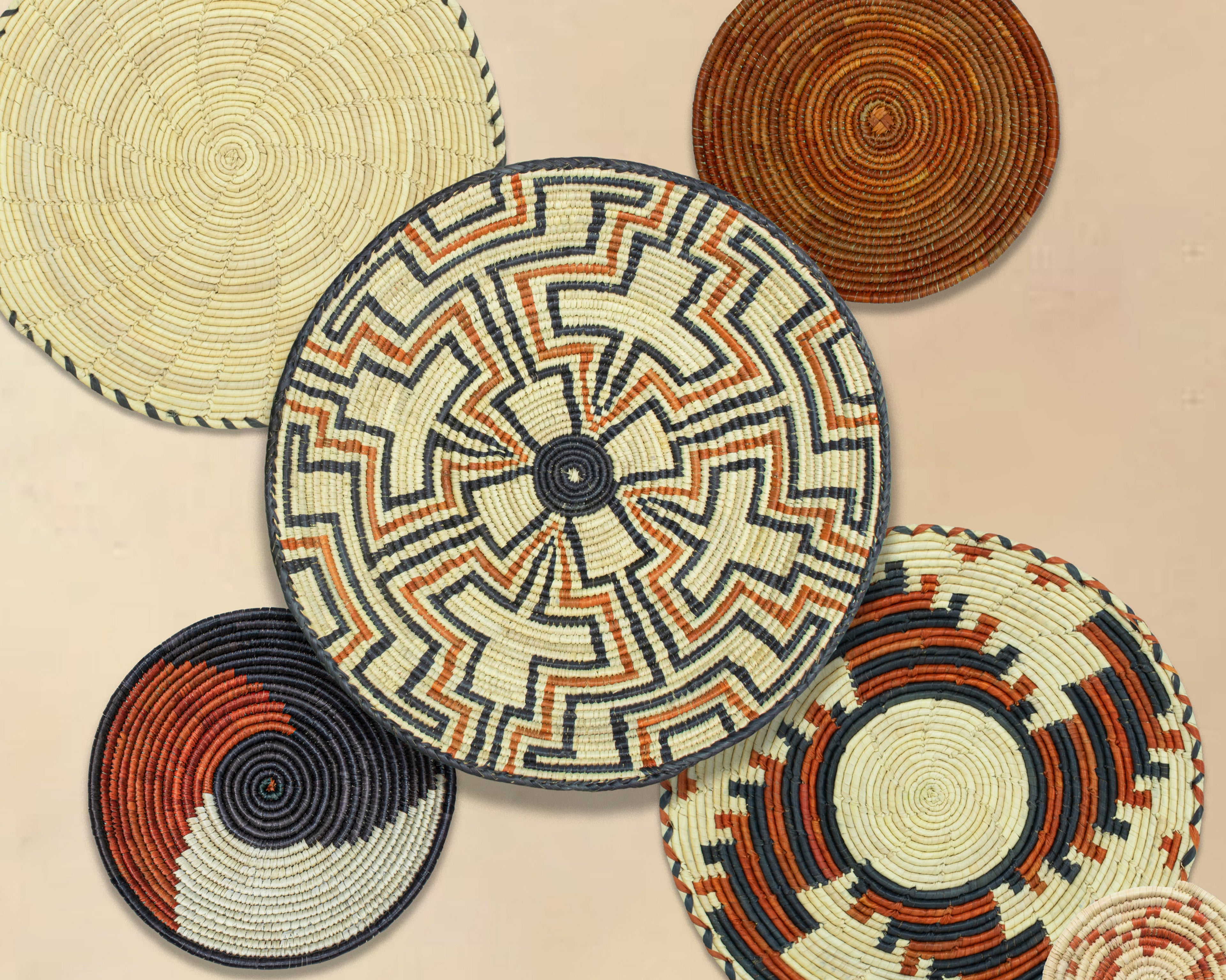 Set of 6 Handwoven wall baskets SET-373-6 N