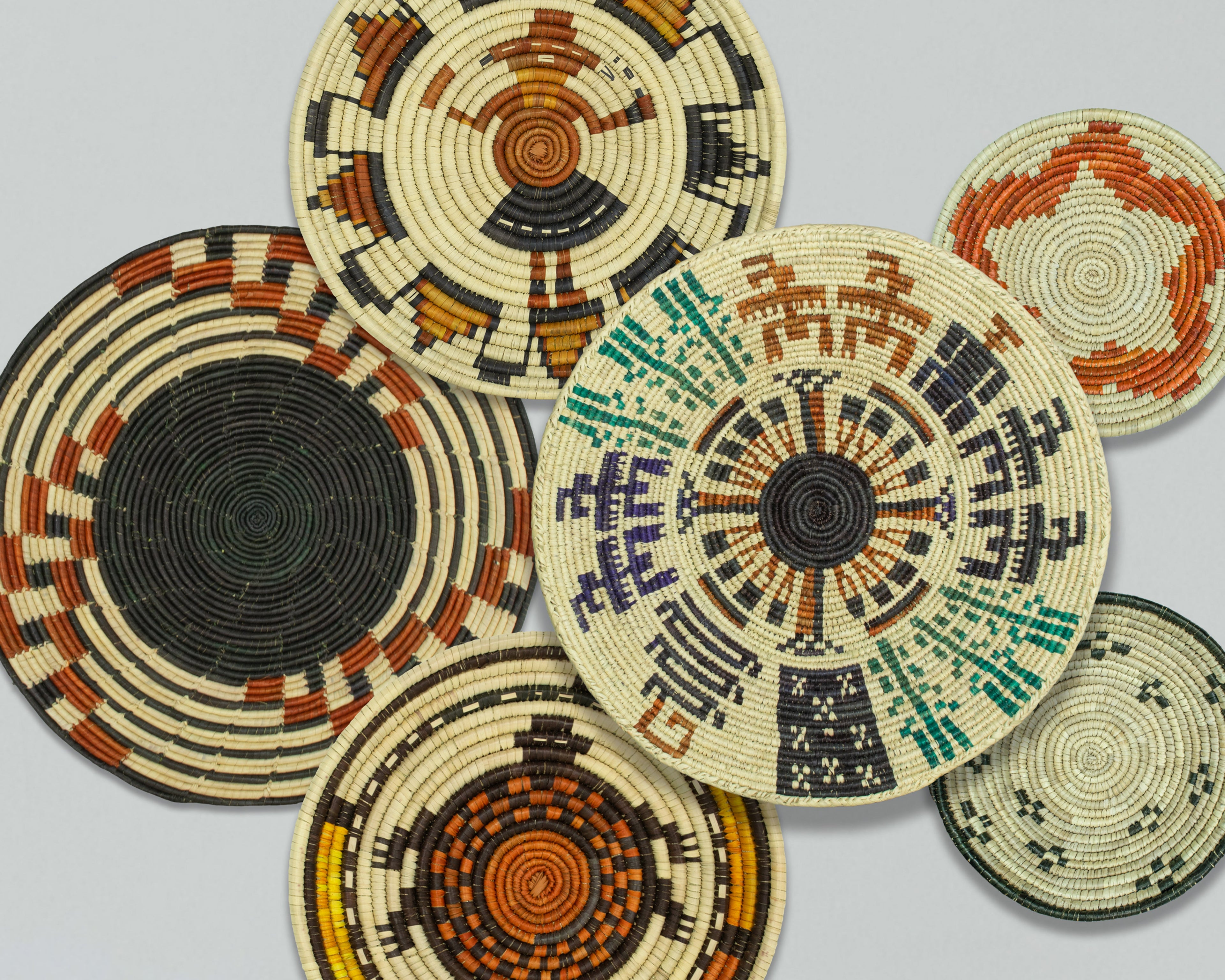 Set of 6 Handwoven wall baskets SET-279-6 N