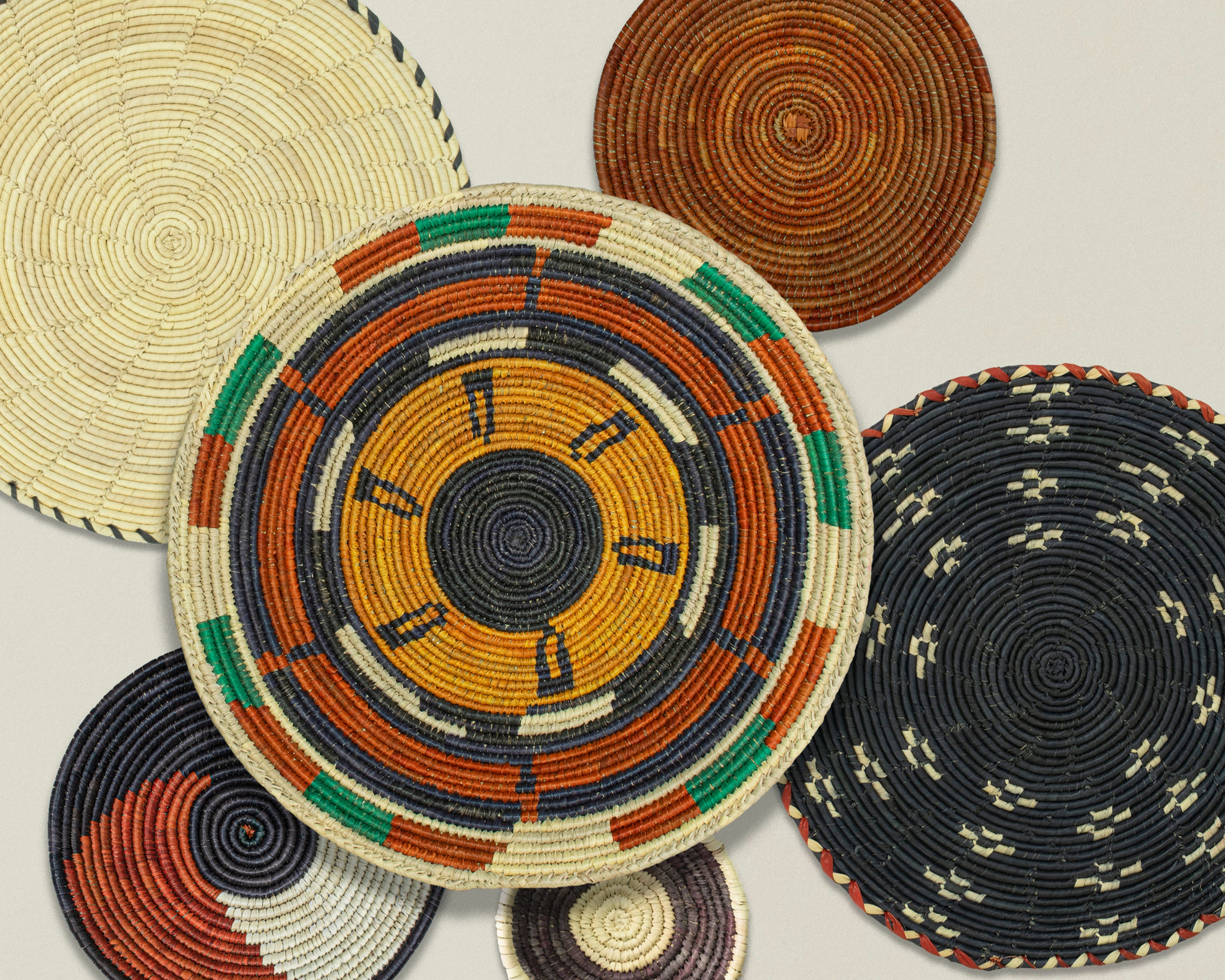 Set of 6 Handwoven wall baskets SET-386-6 N