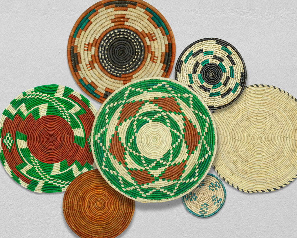 Set of 7 Handwoven wall baskets Set 318-7-N