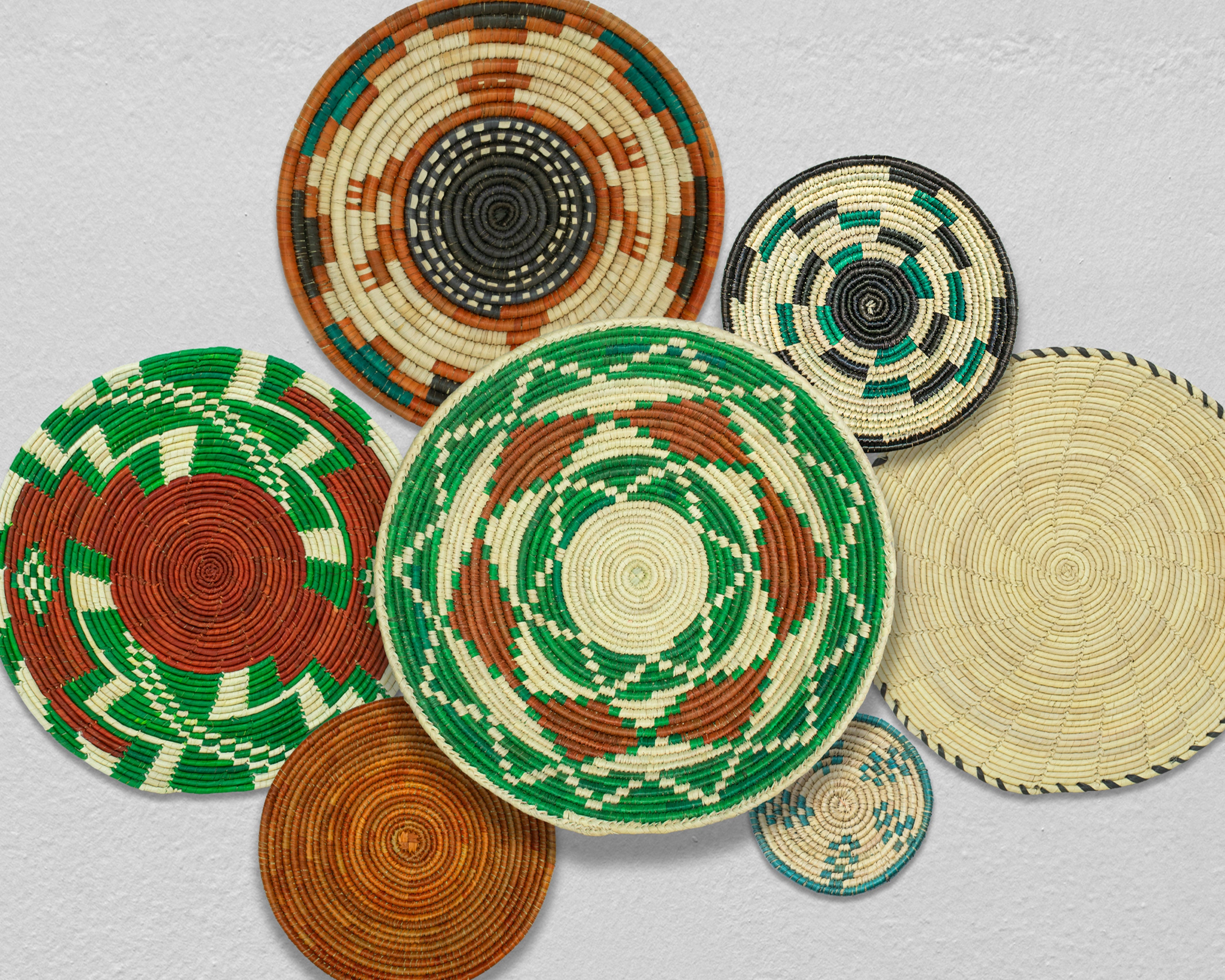 Set of 7 Handwoven wall baskets Set 318-7-N