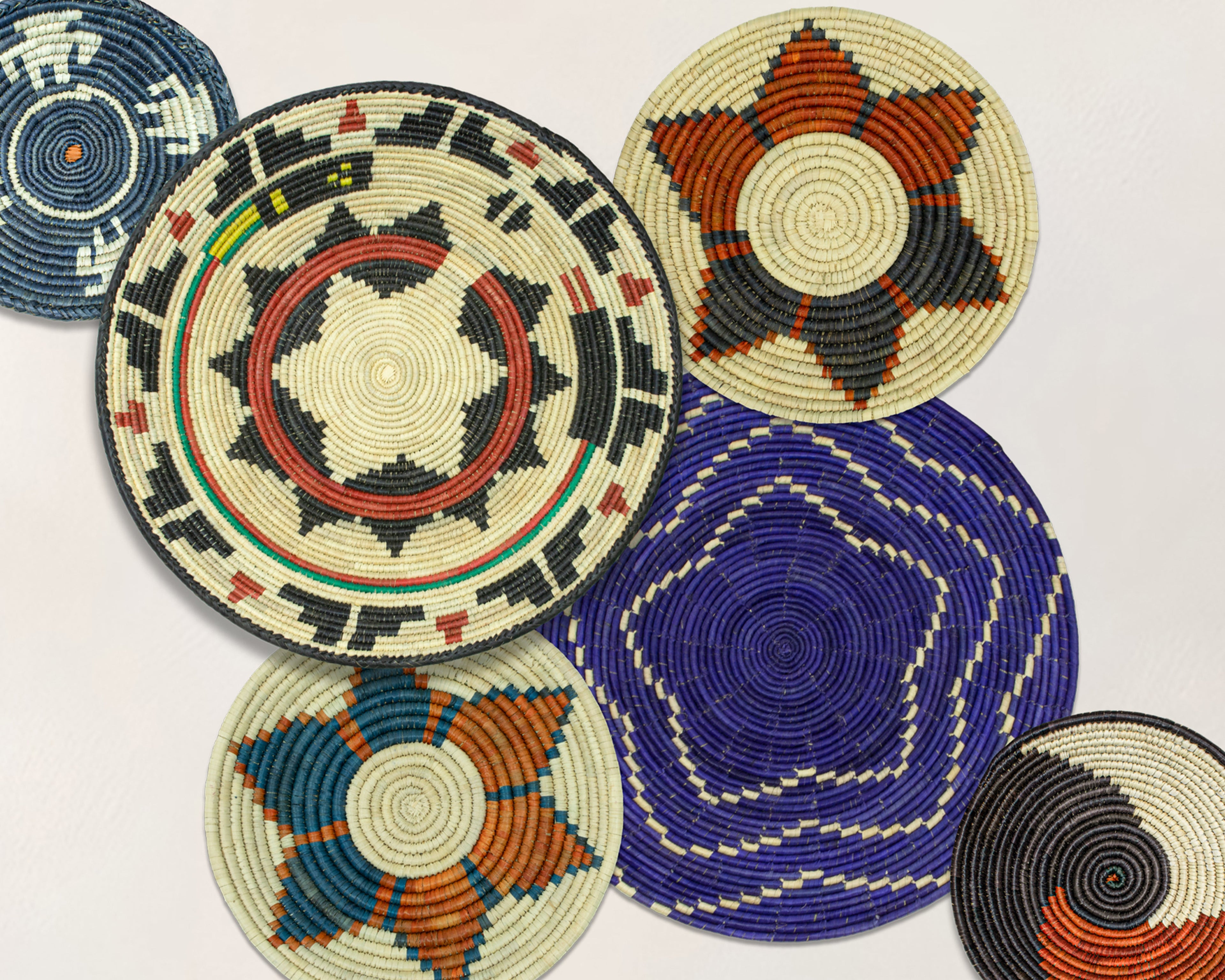 Set of 6 Handwoven wall baskets SET-282-6 N