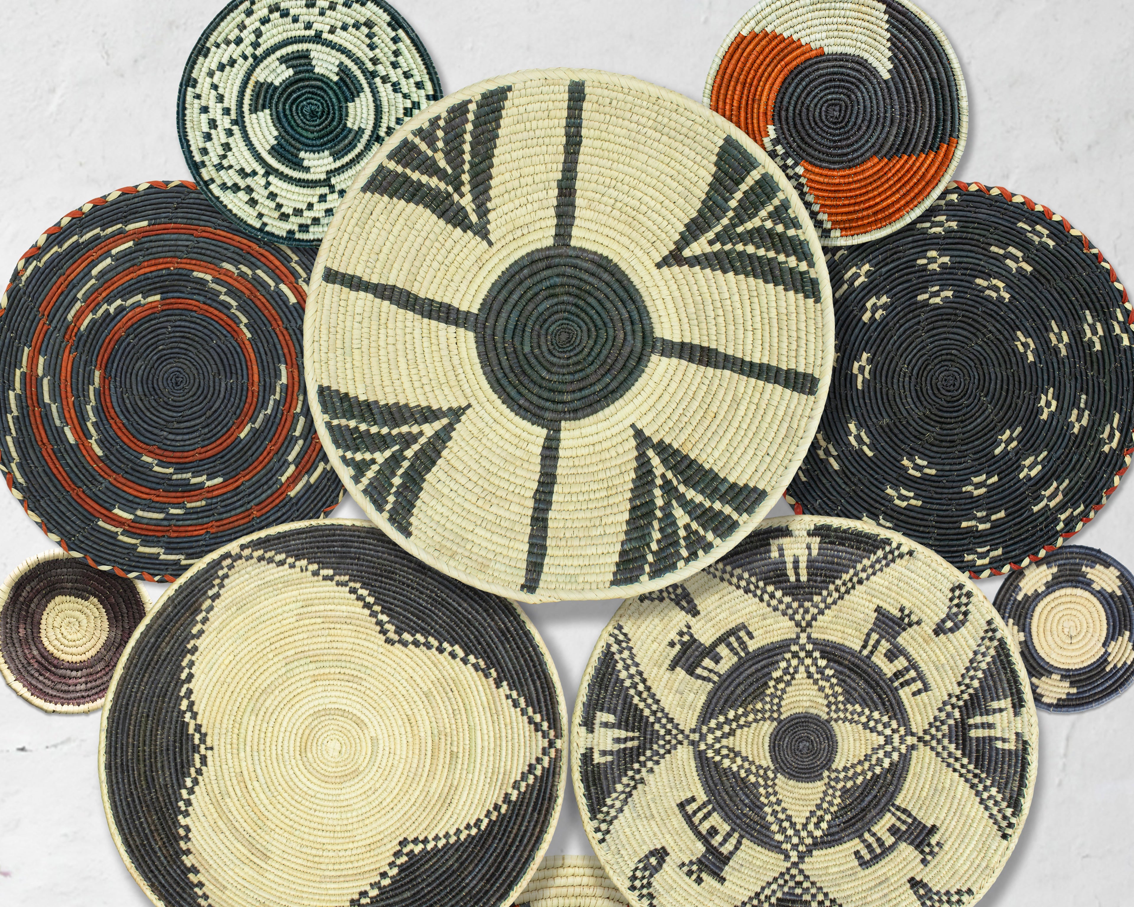 Set of 10 Handwoven wall baskets SET-401-10 N