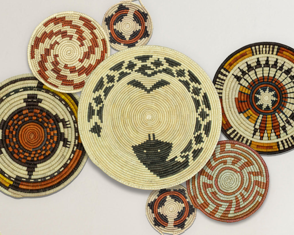 Set of 7 Handwoven wall baskets Set 305-7-N