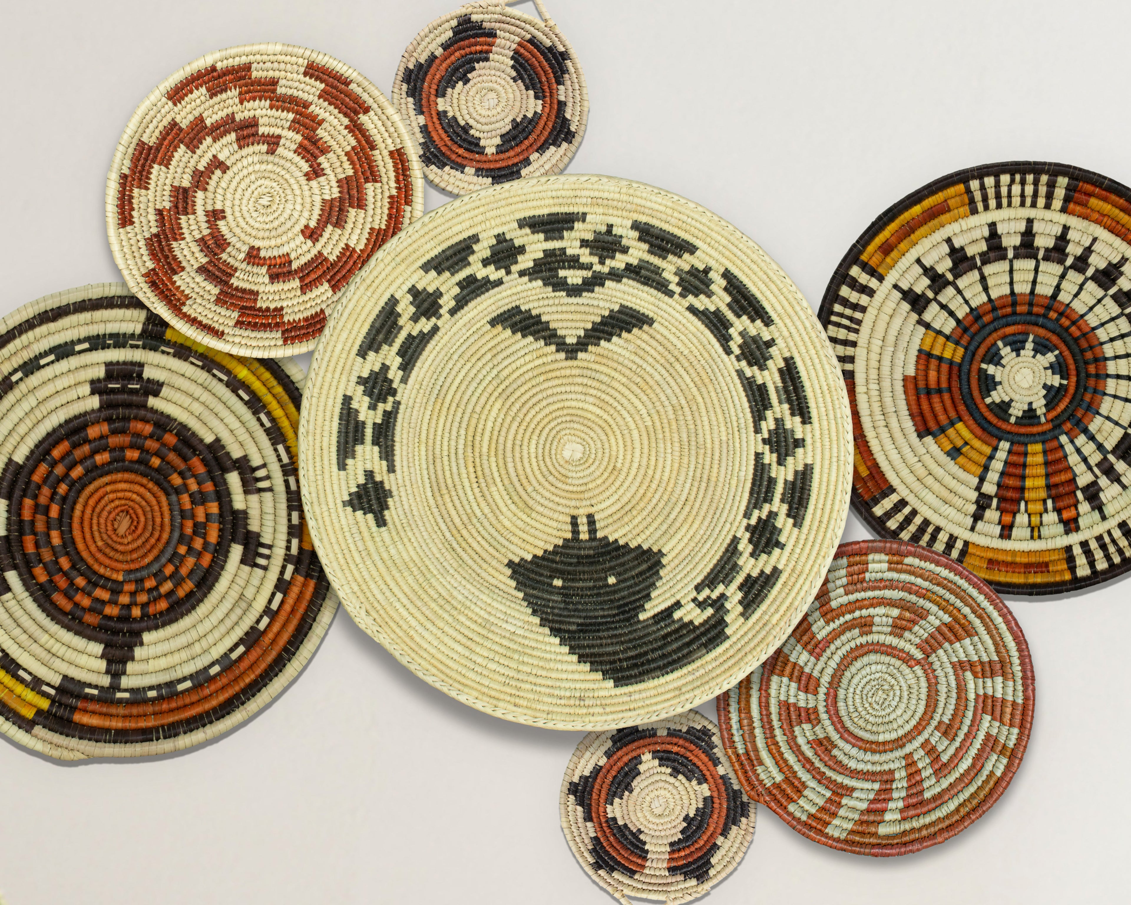 Set of 7 Handwoven wall baskets Set 305-7-N