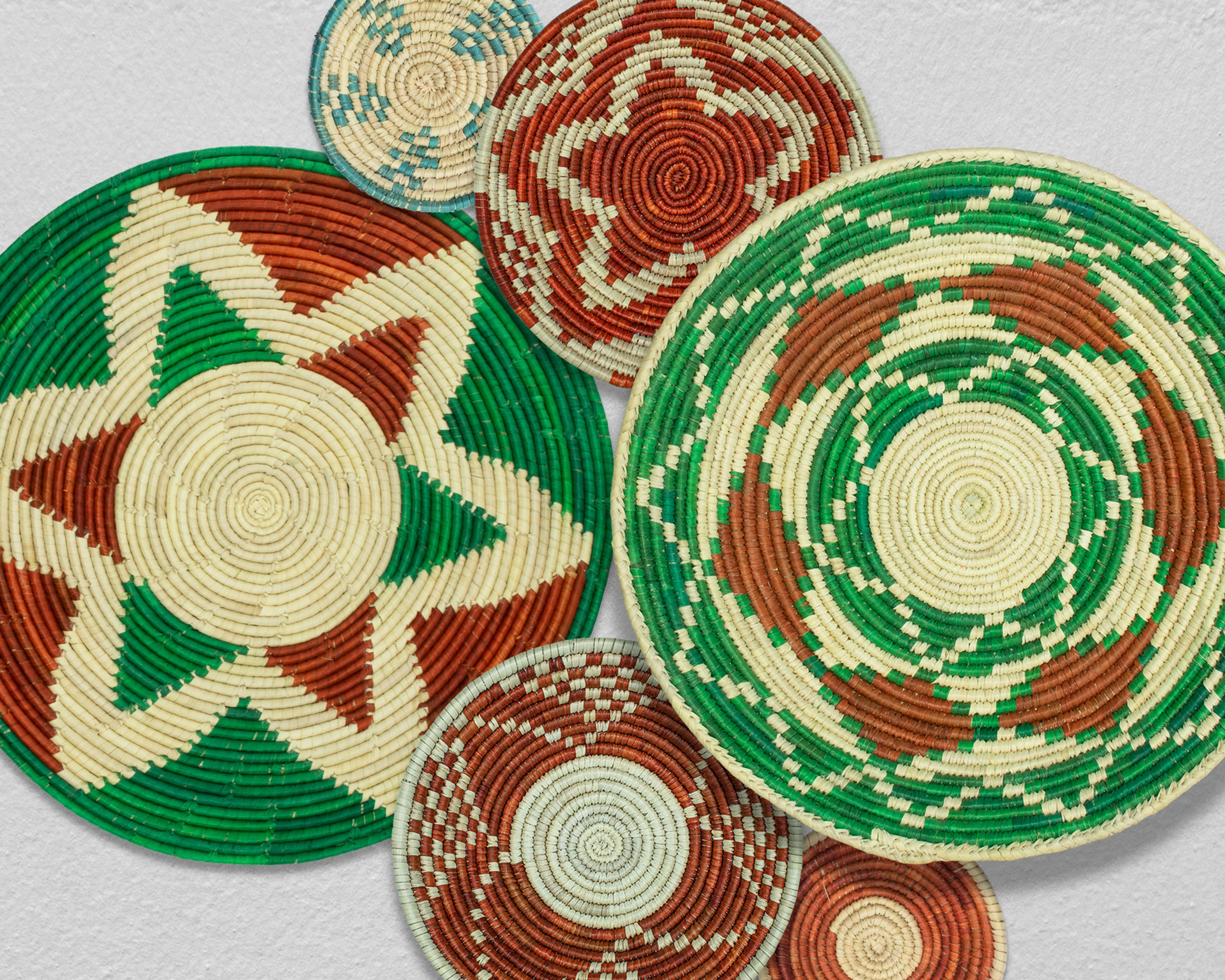 Set of 6 Handwoven wall baskets SET-381-6 N