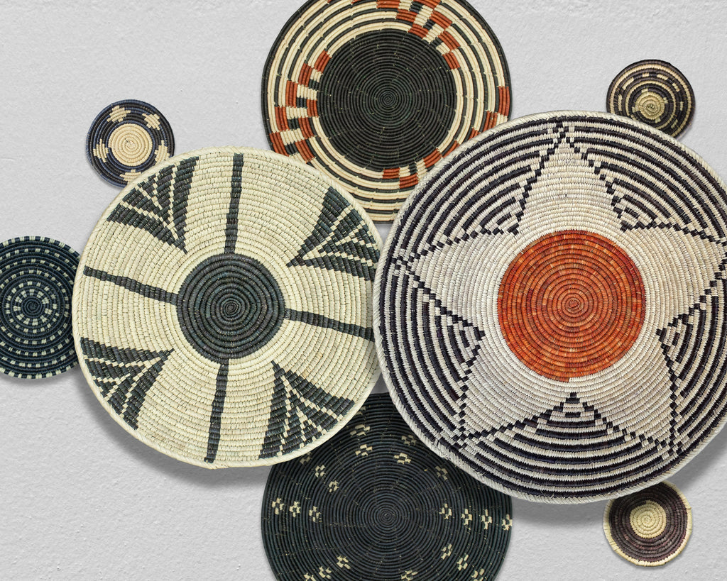 Set of 8 Handwoven wall baskets SET-331-8 N