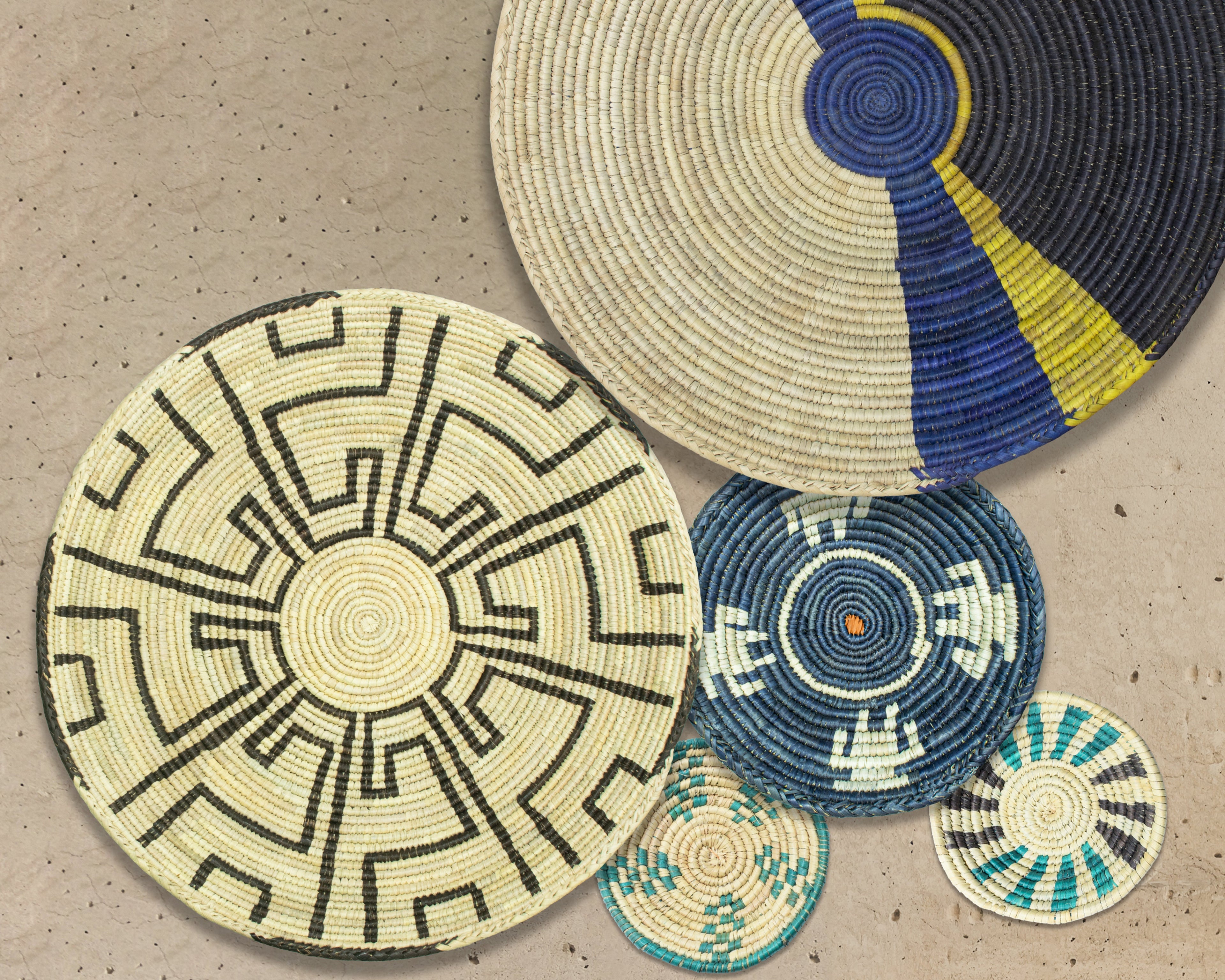 Set of 5 Handwoven wall baskets SET-69-5 N