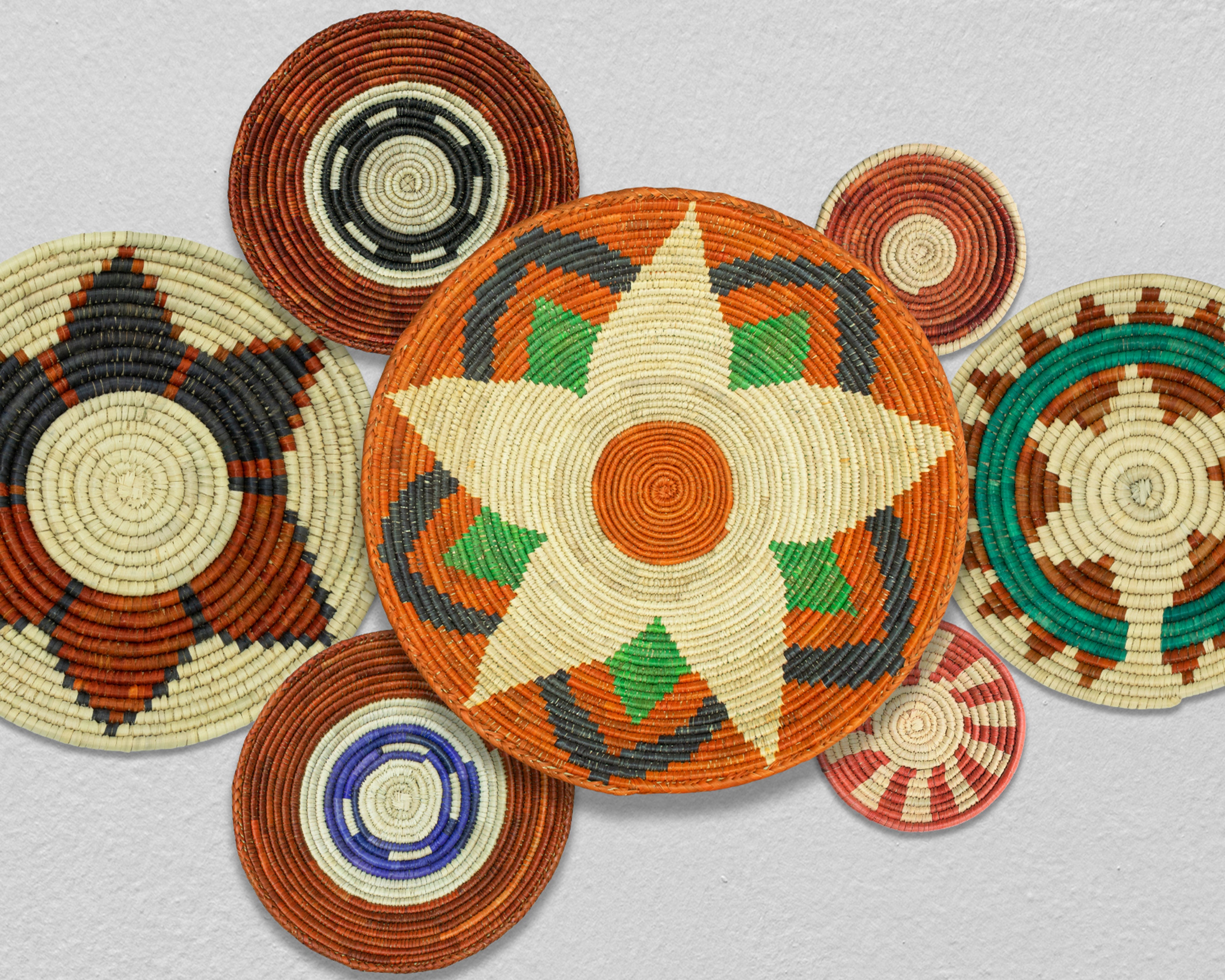 Set of 7 Handwoven wall baskets Set 311-7-N