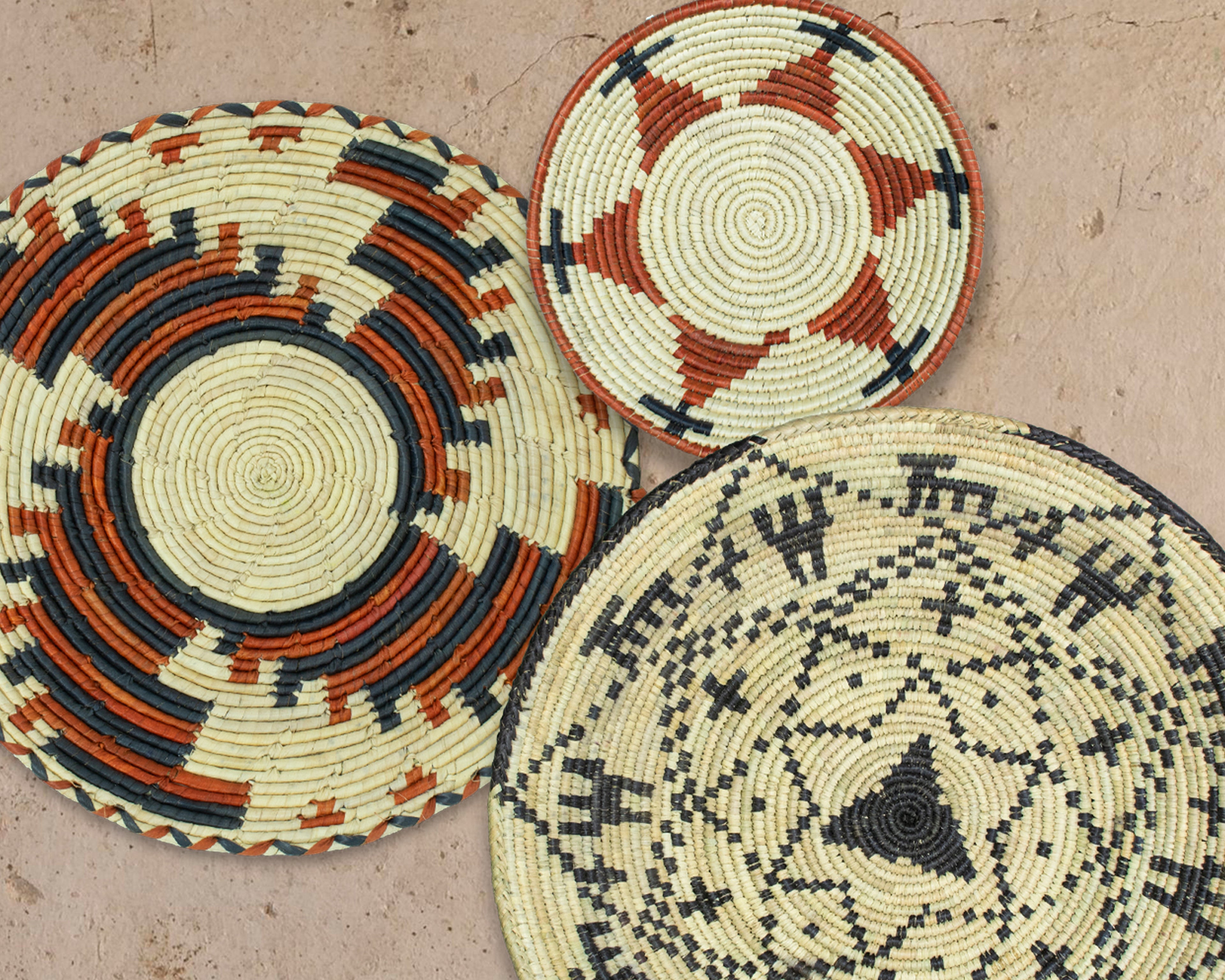 Set of 3 Handwoven wall baskets SET-212-3 N