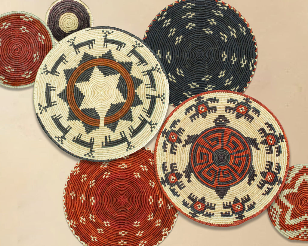 Set of 7 Handwoven wall baskets Set 314-7-N