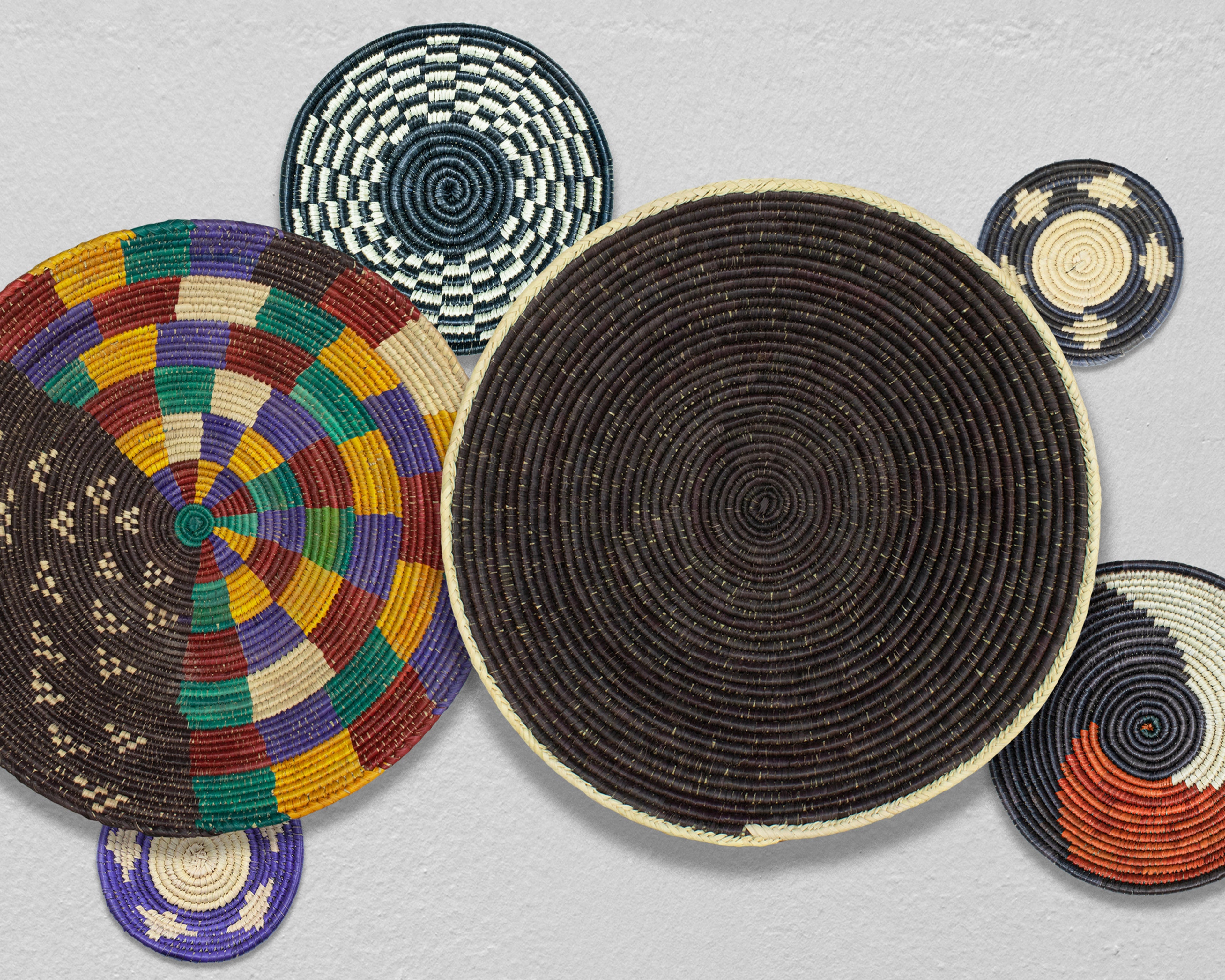 Set of 6 Handwoven wall baskets SET-377-6 N