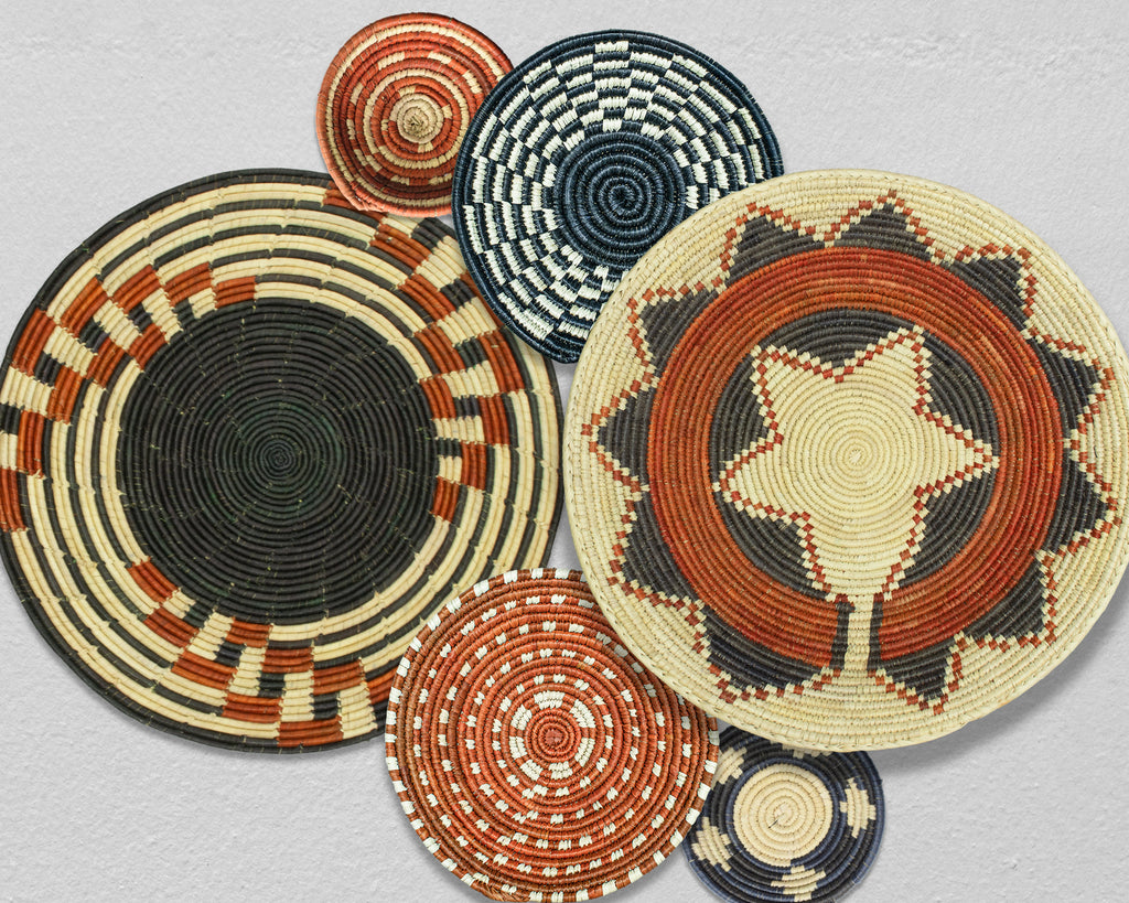 Set of 6 Handwoven wall baskets SET-382-6 N