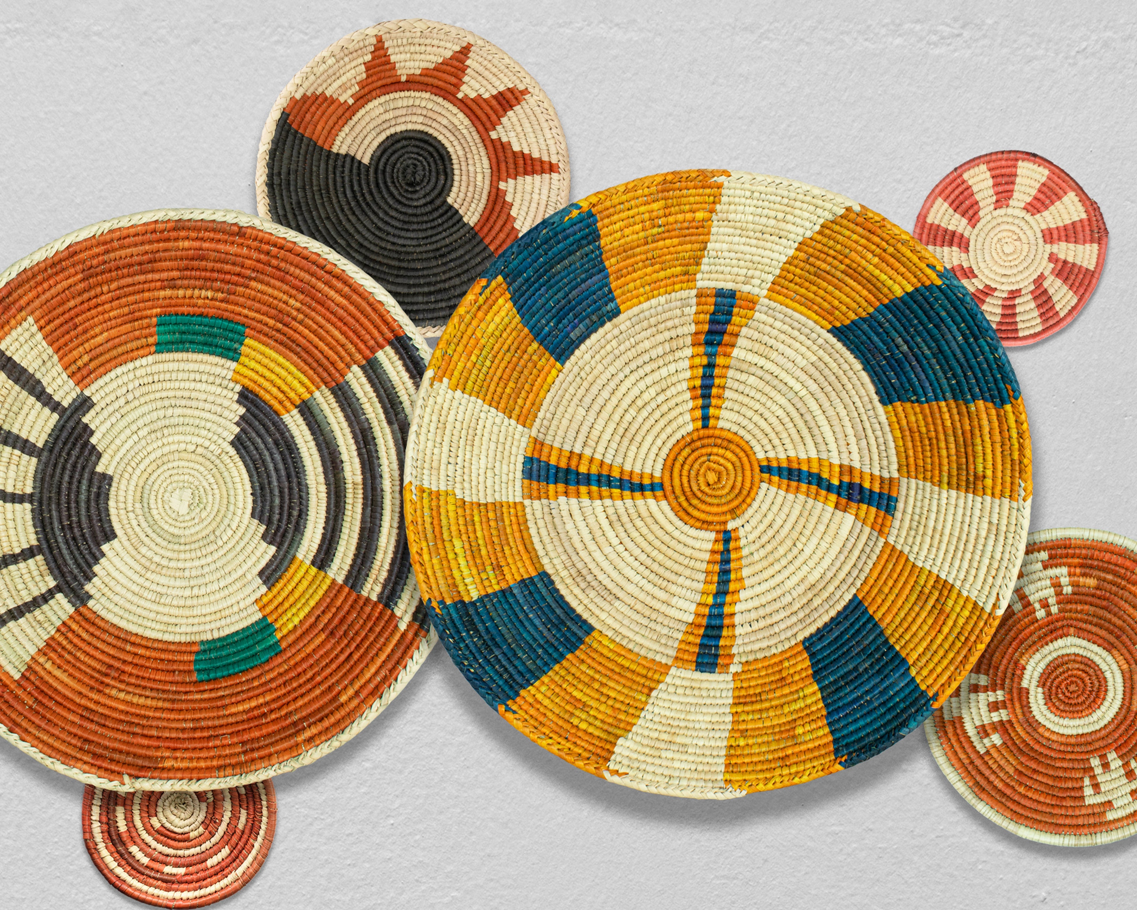 Set of 6 Handwoven wall baskets SET-378-6 N