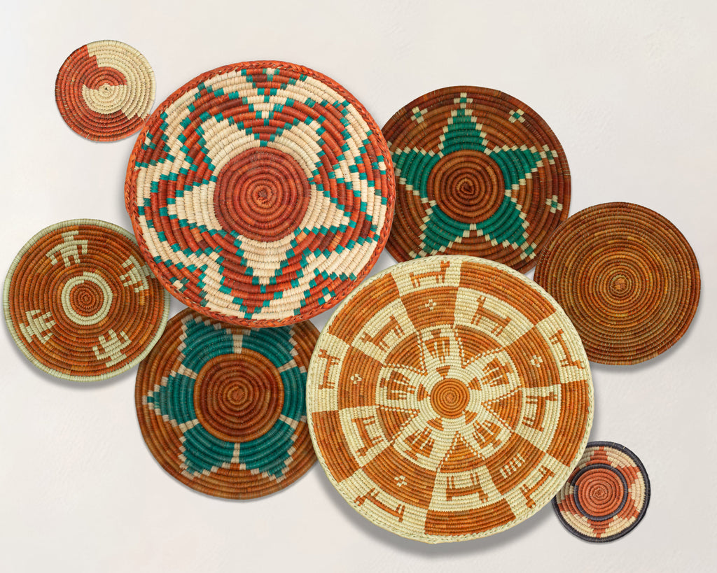 Set of 8 Handwoven wall baskets SET-338-8 N