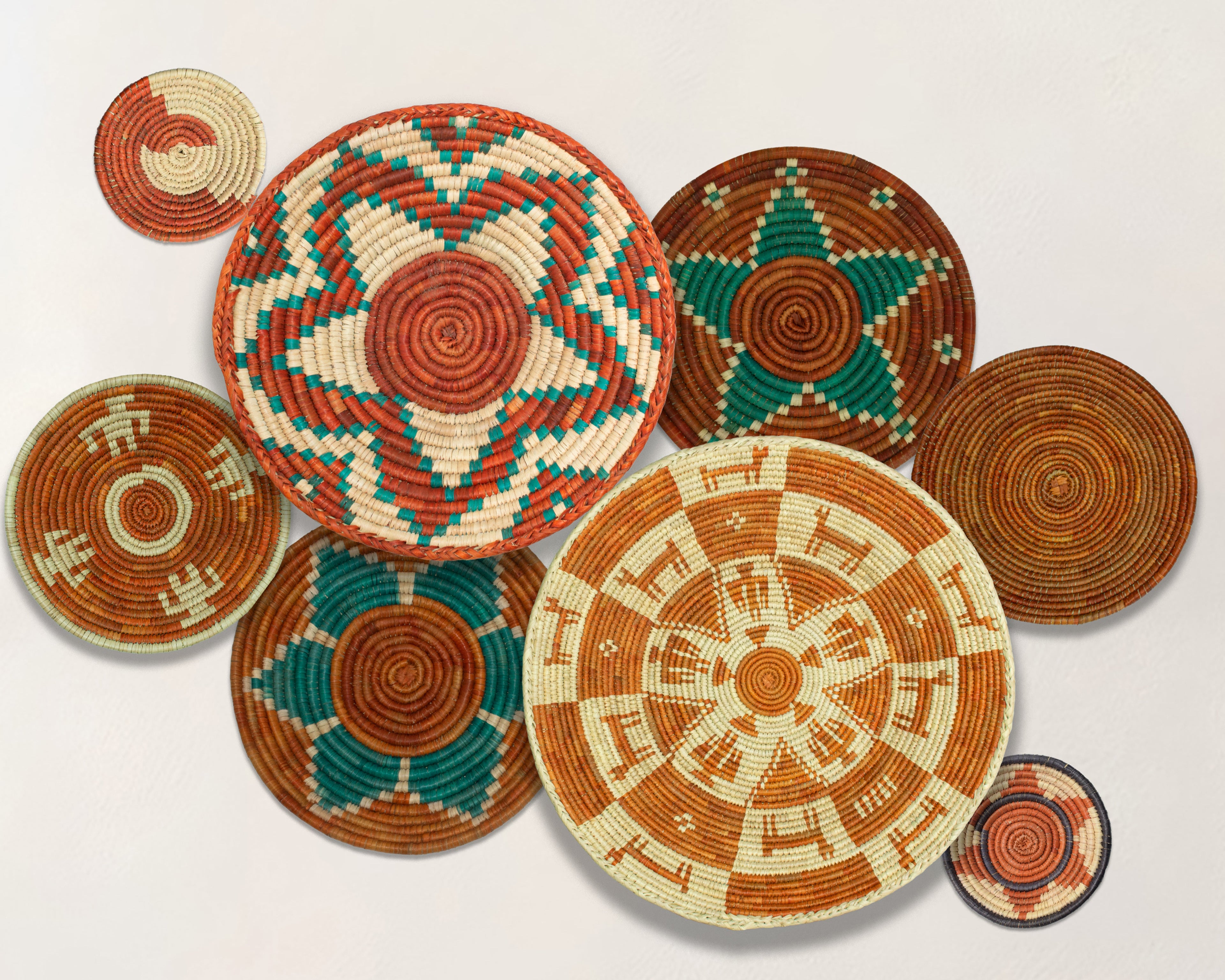 Set of 8 Handwoven wall baskets SET-338-8 N