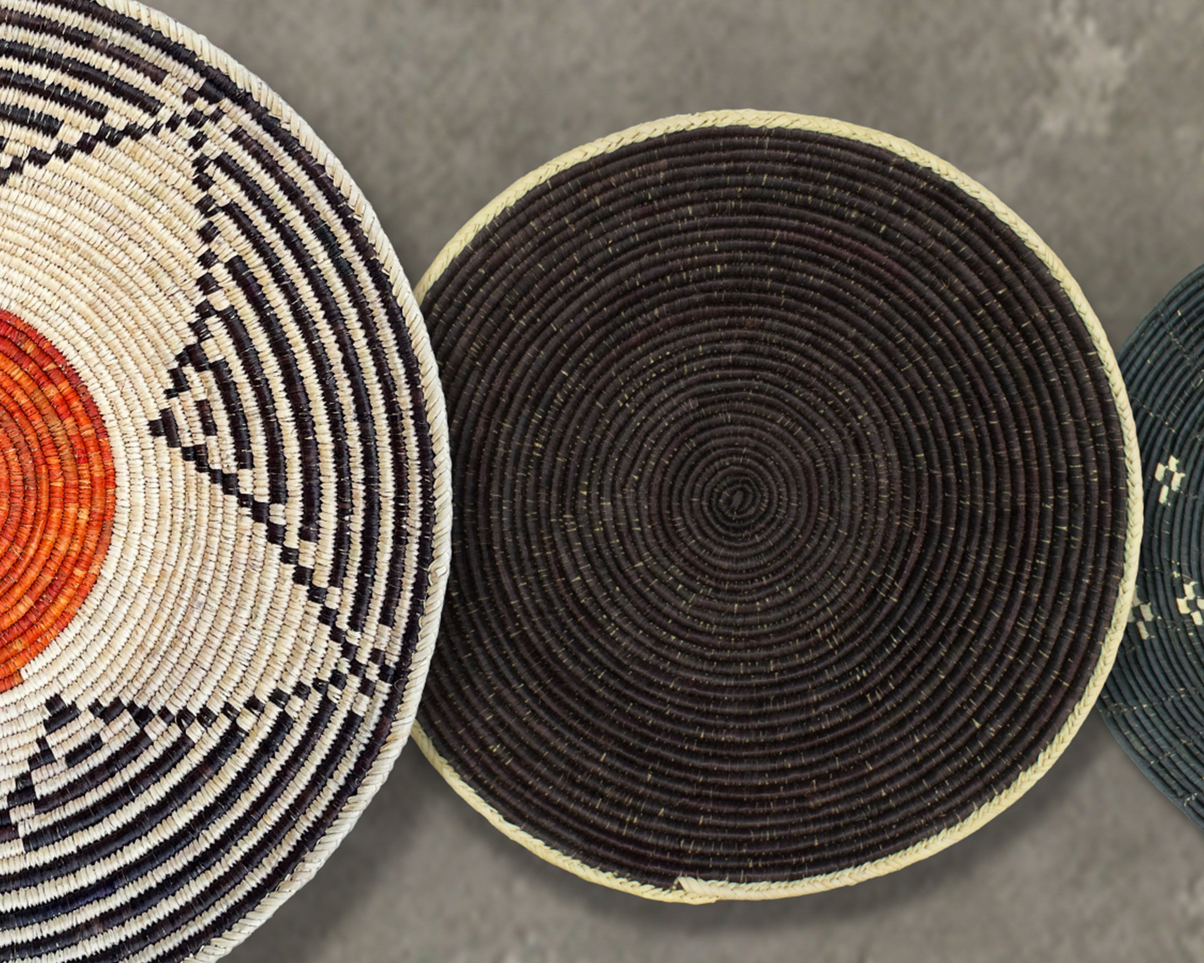 Set of 3 Handwoven wall baskets SET-205-3 N