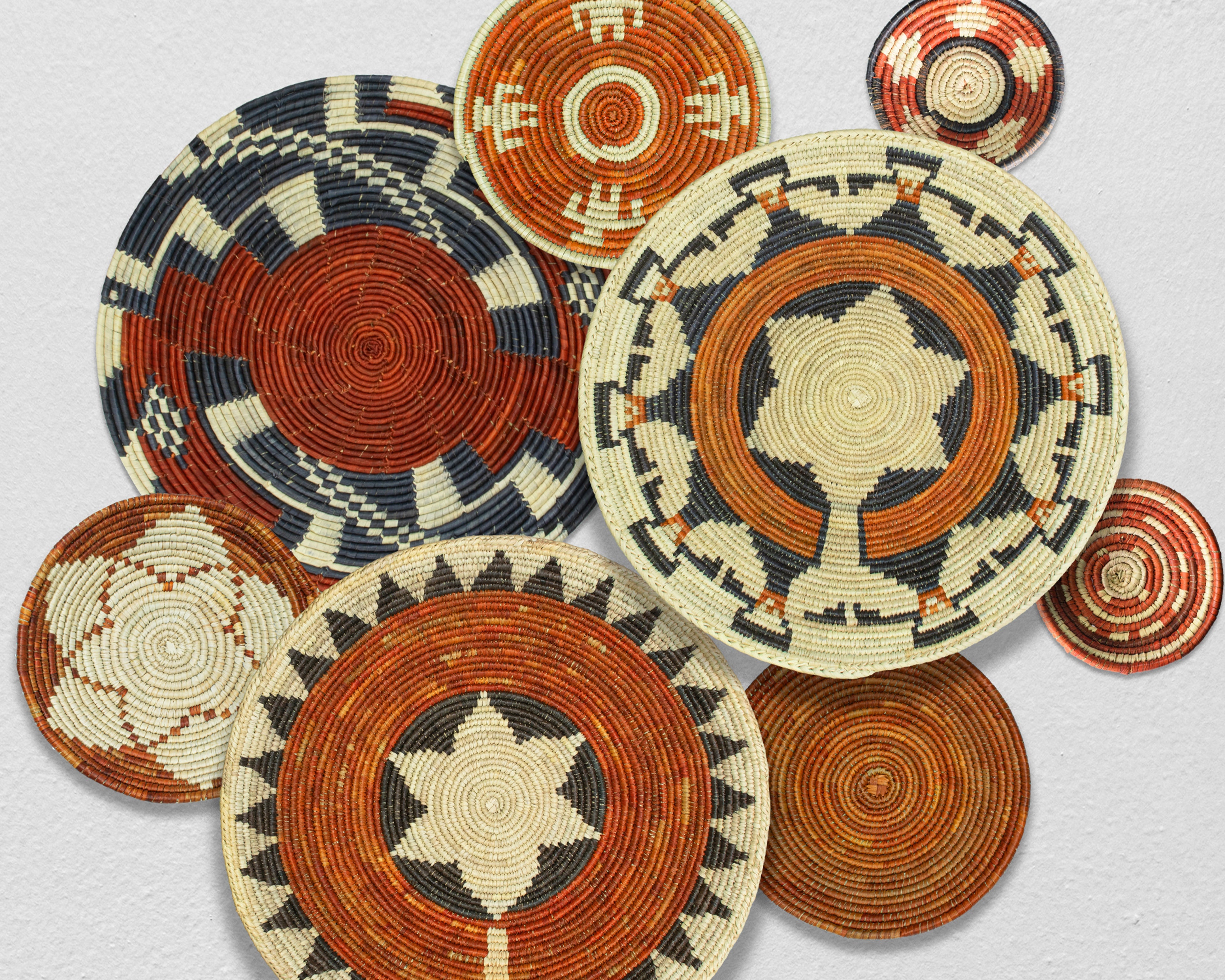 Set of 8 Handwoven wall baskets SET-362-8 N