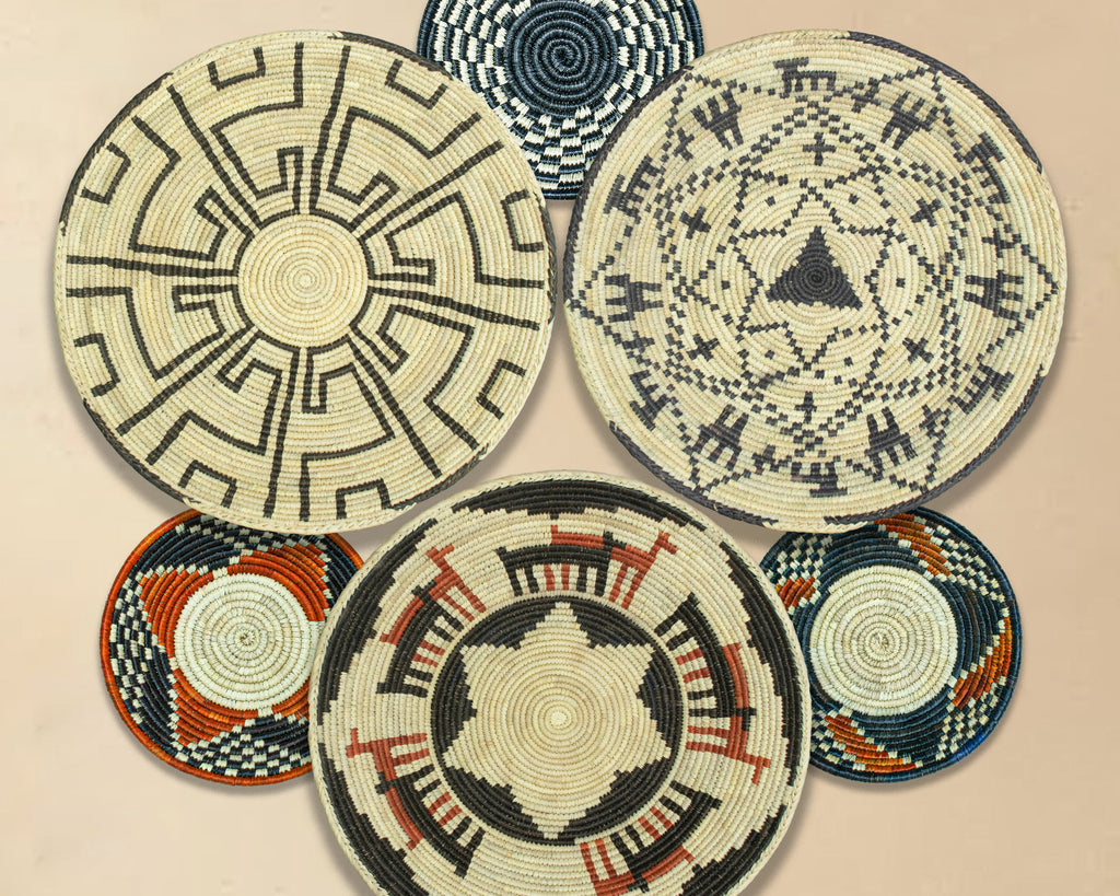 Set of 8 Handwoven wall baskets SET-364-8 N