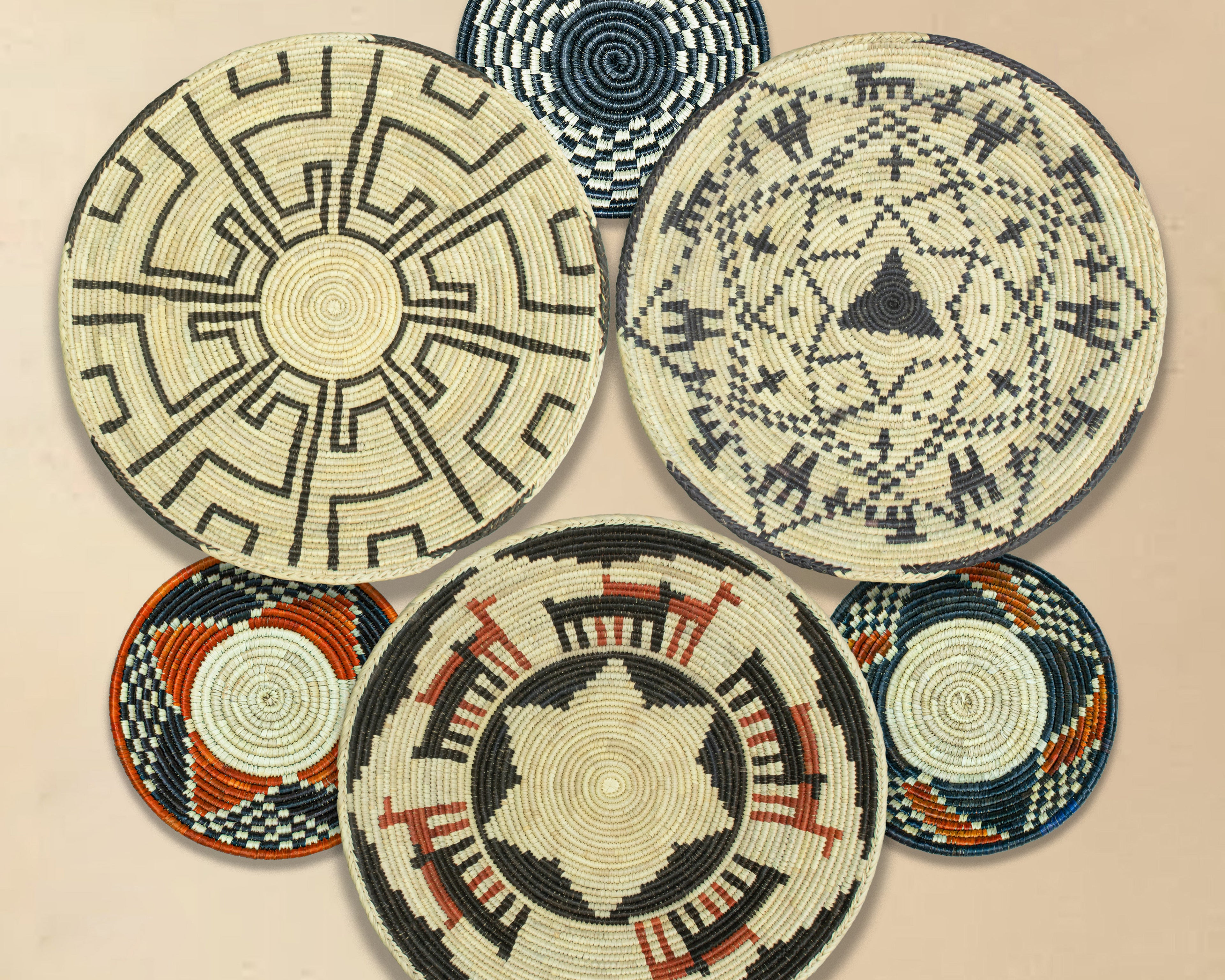 Set of 8 Handwoven wall baskets SET-364-8 N