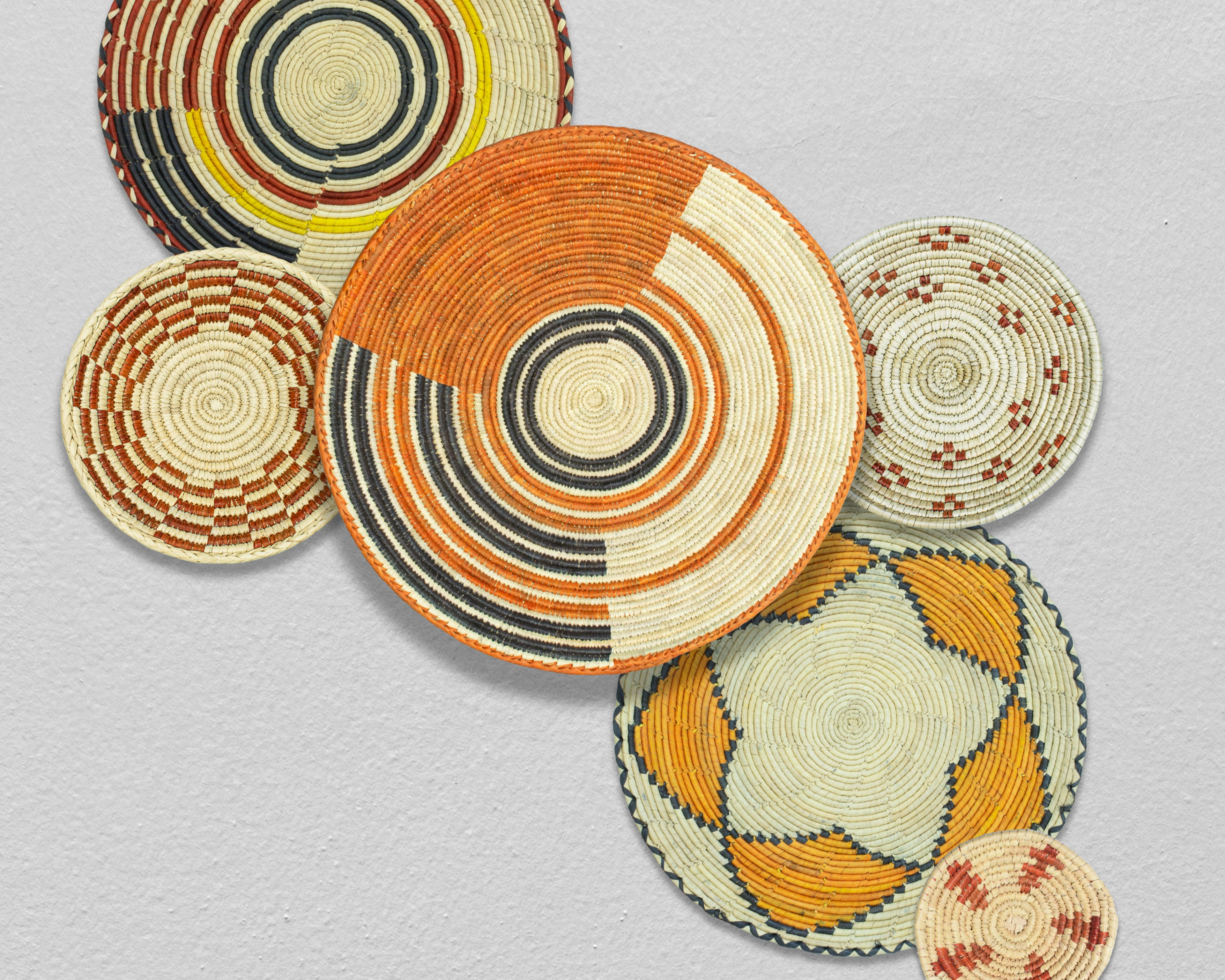 Set of 6 Handwoven wall baskets SET-374-6 N