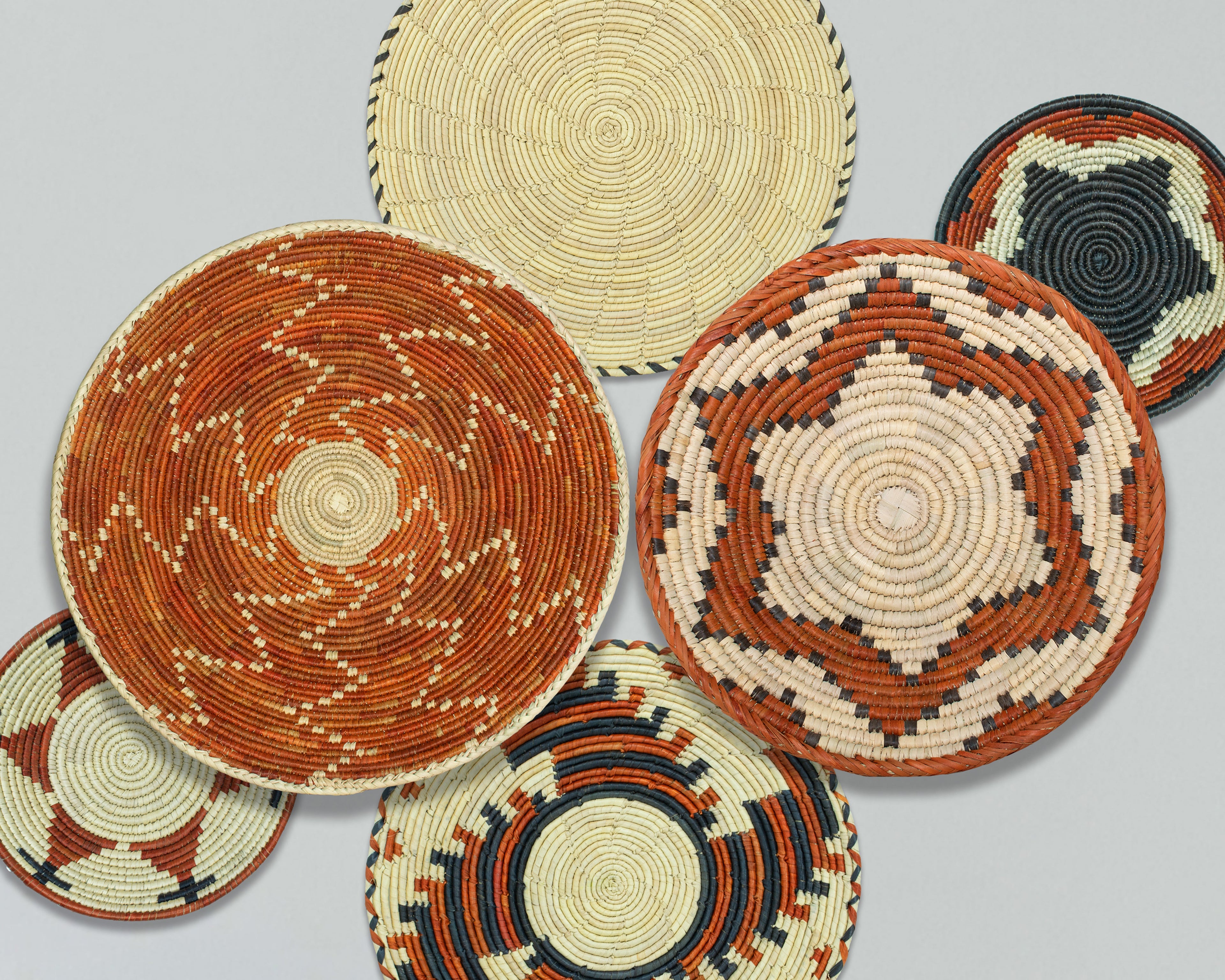 Set of 6 Handwoven wall baskets SET-274-6 N