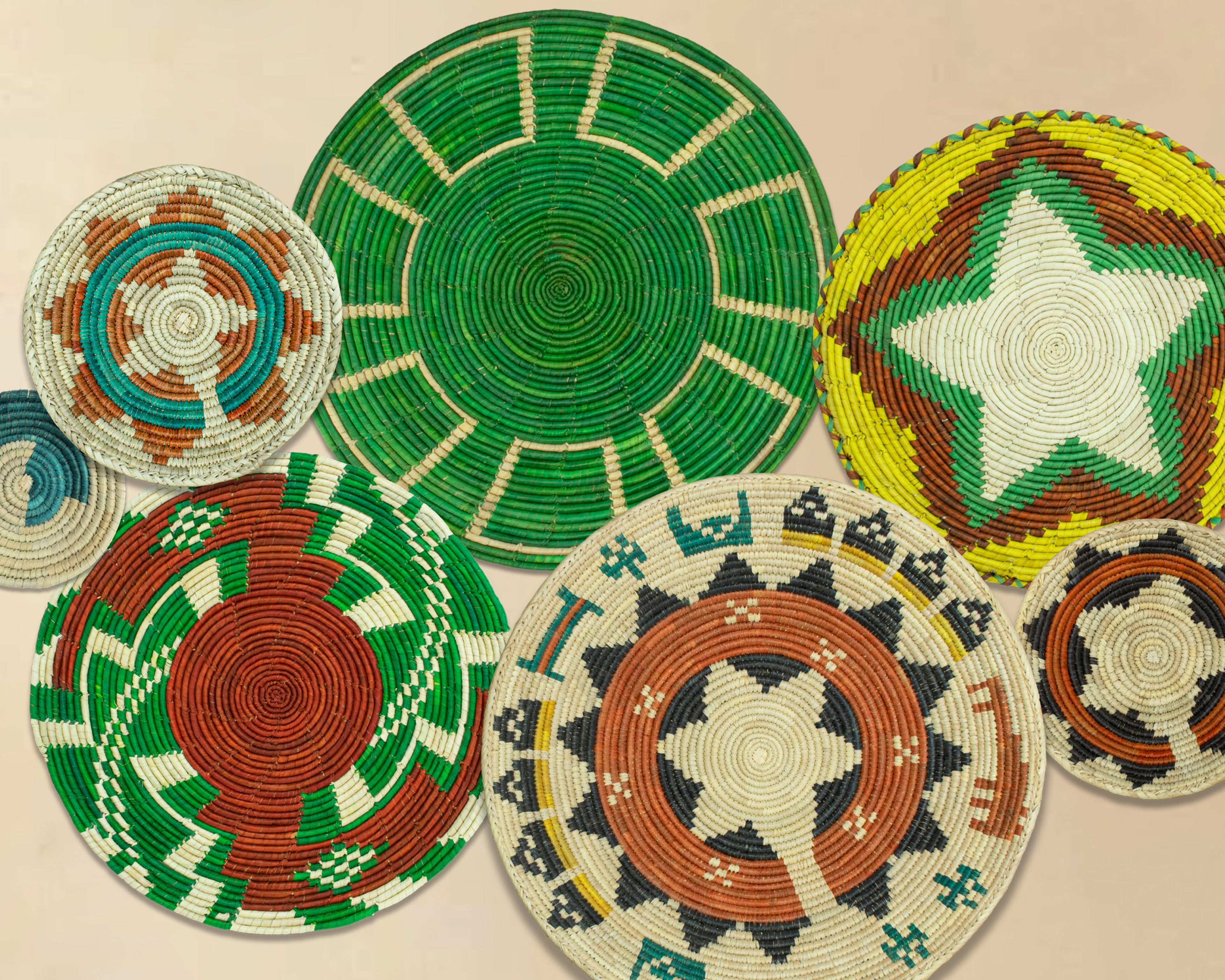 Set of 7 Handwoven wall baskets Set 306-7-N