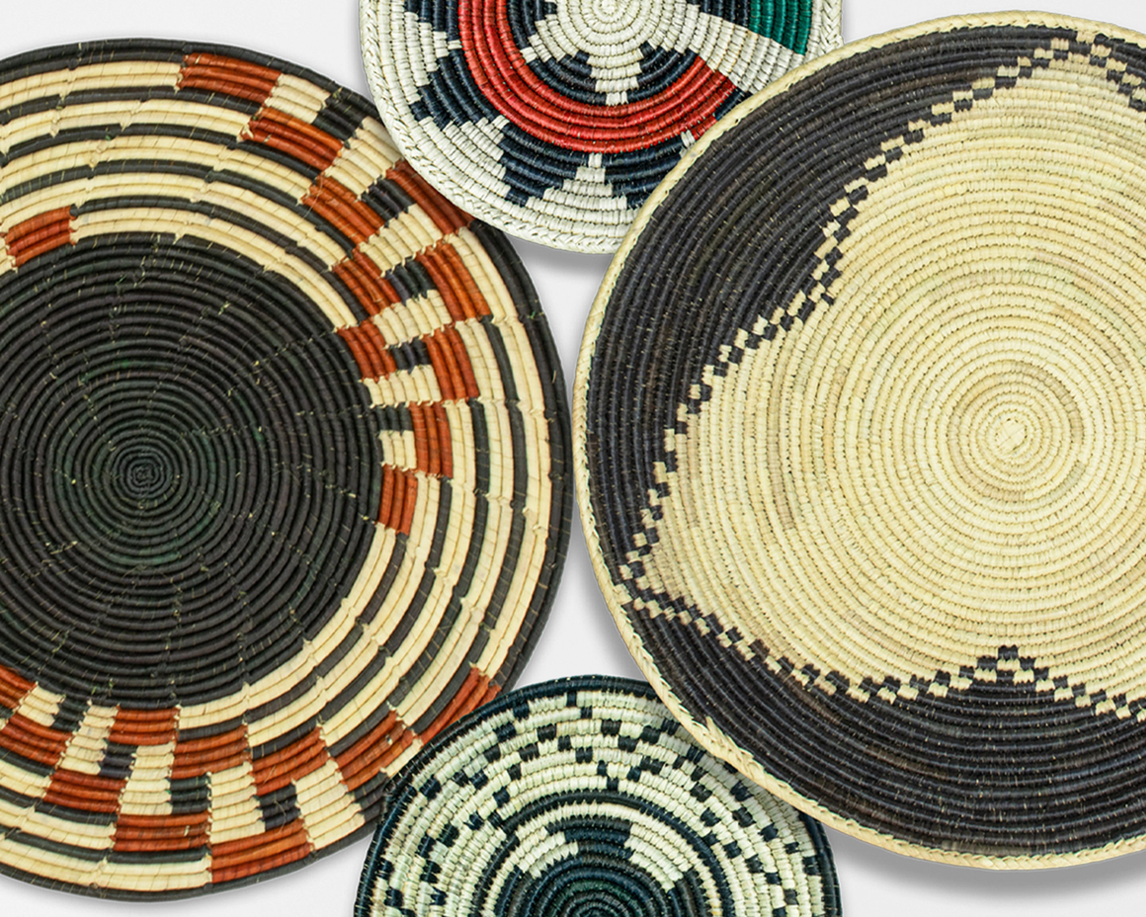 Set of 4 Handwoven wall baskets SET-232-4 N