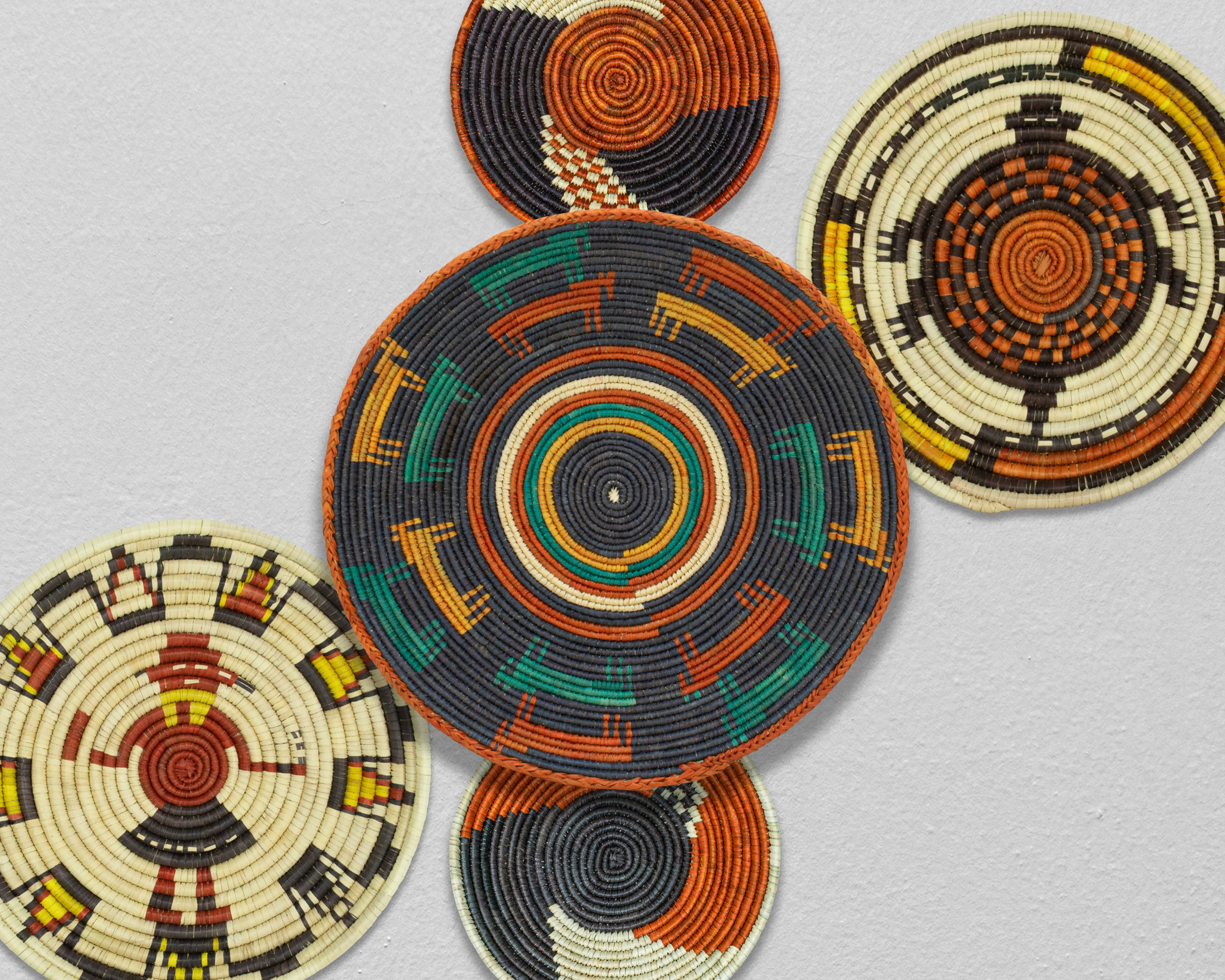 Set of 6 Handwoven wall baskets SET-390-6 N