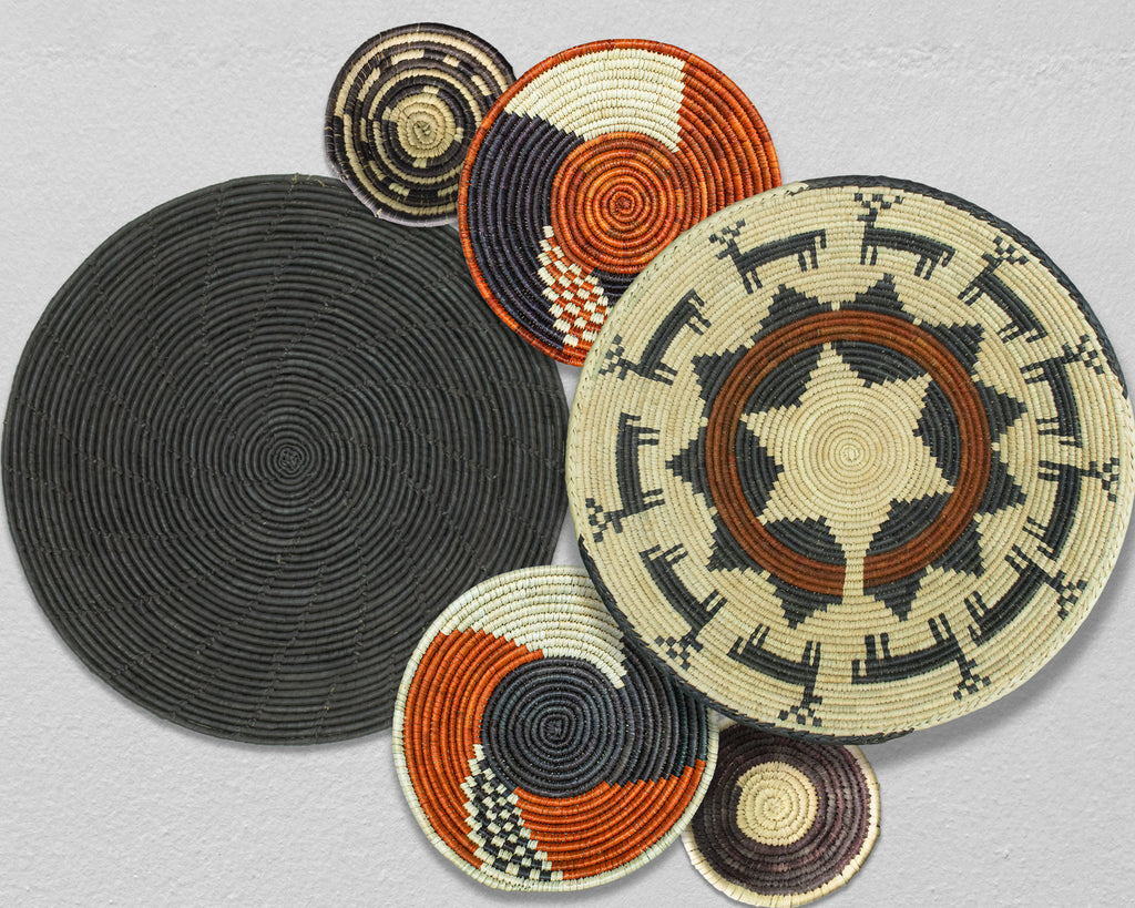 Set of 6 Handwoven wall baskets SET-380-6 N