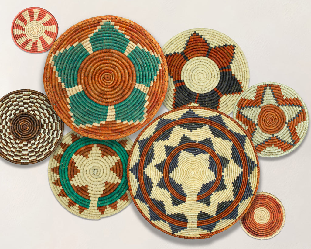 Set of 8 Handwoven wall baskets SET-337-8 N